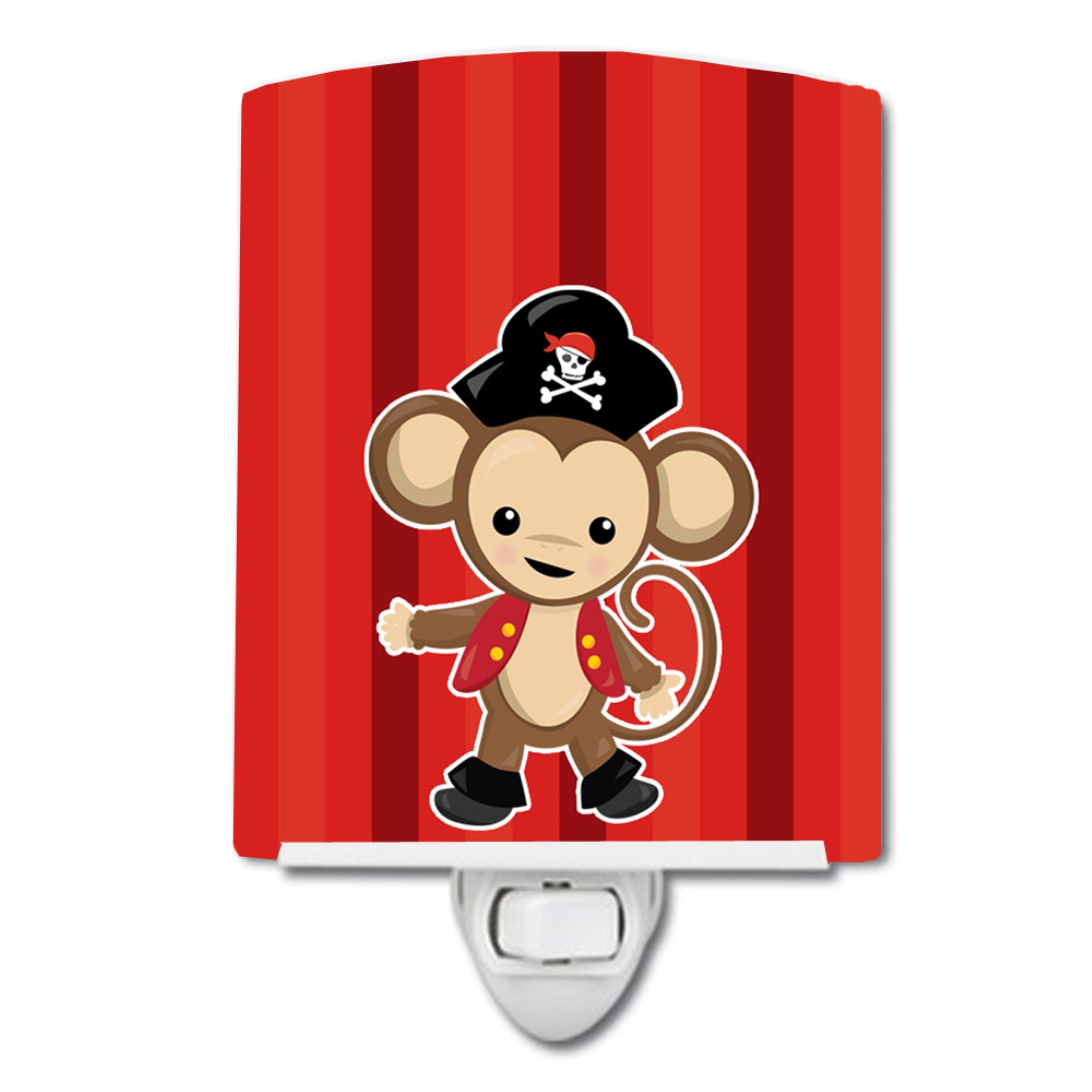  inchCarolines Treasures Pirate Monkey Ceramic Night Light, #2 Red, 6 inch inch x 4 inch inch inch