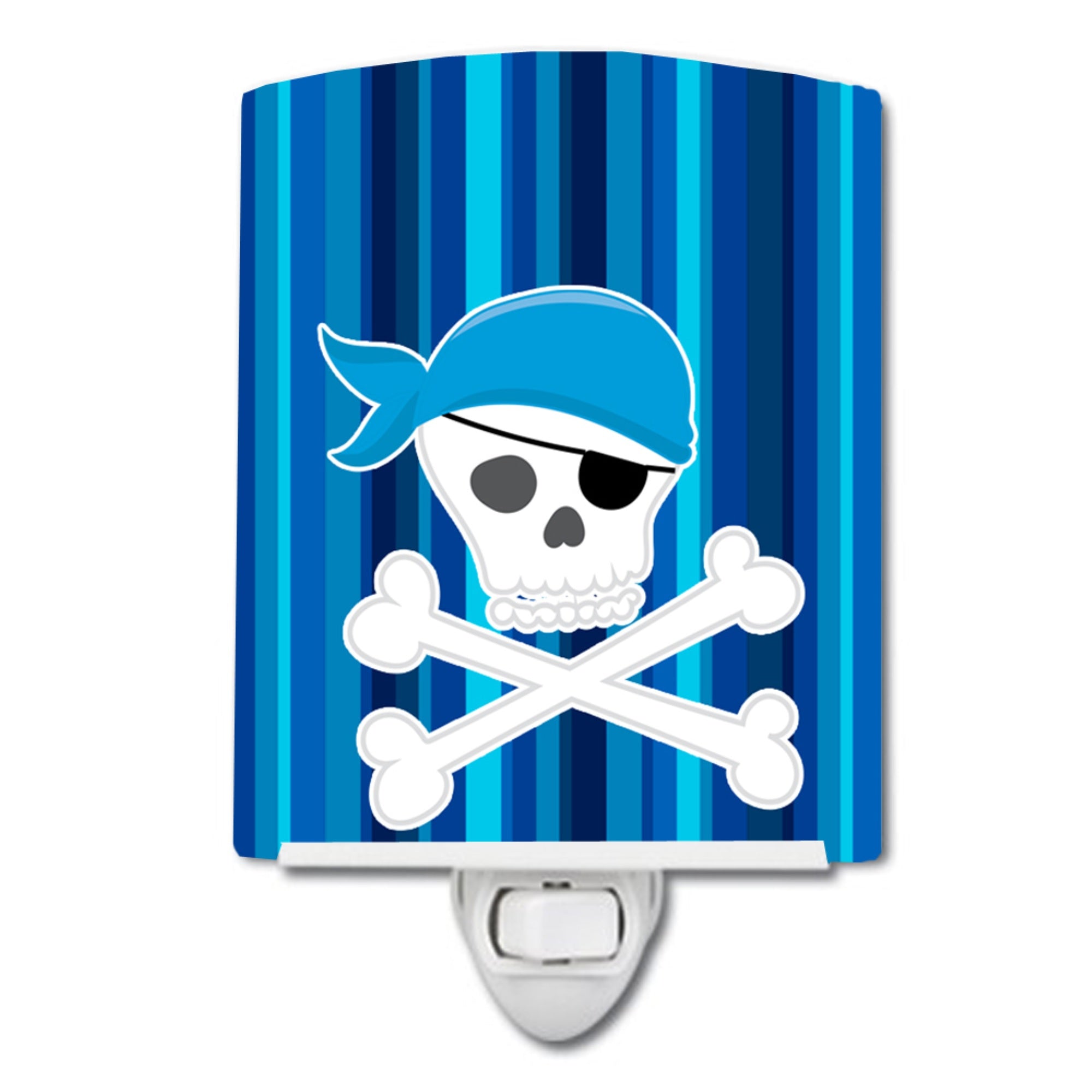  inchCarolines Treasures Pirate Skull and Cross Bones Ceramic Night Light, Blue, 6 inch inch x 4 inch inch inch