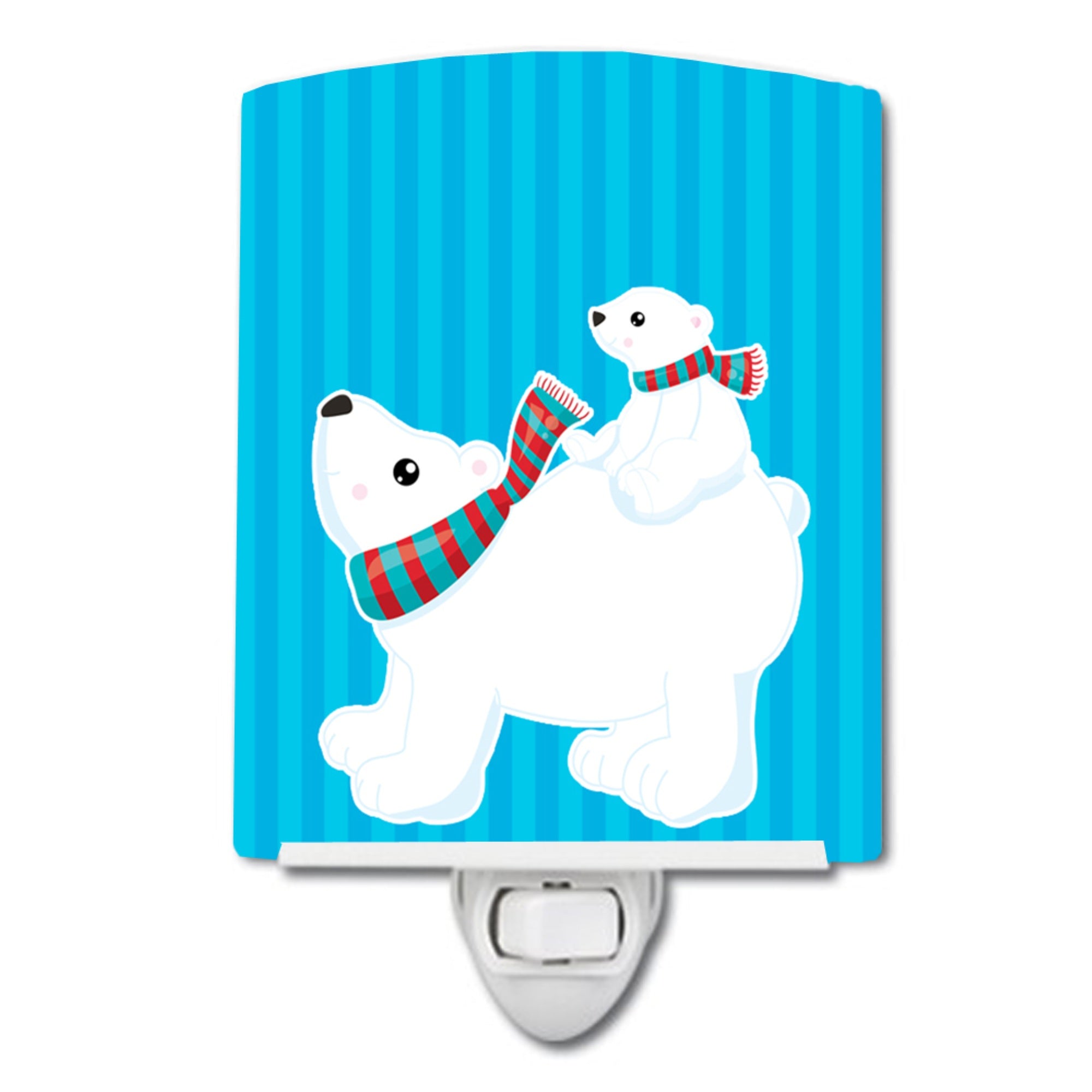  inchCarolines Treasures Polar Bears Ceramic Night Light, #6 Blue, 6 inch inch x 4 inch inch inch