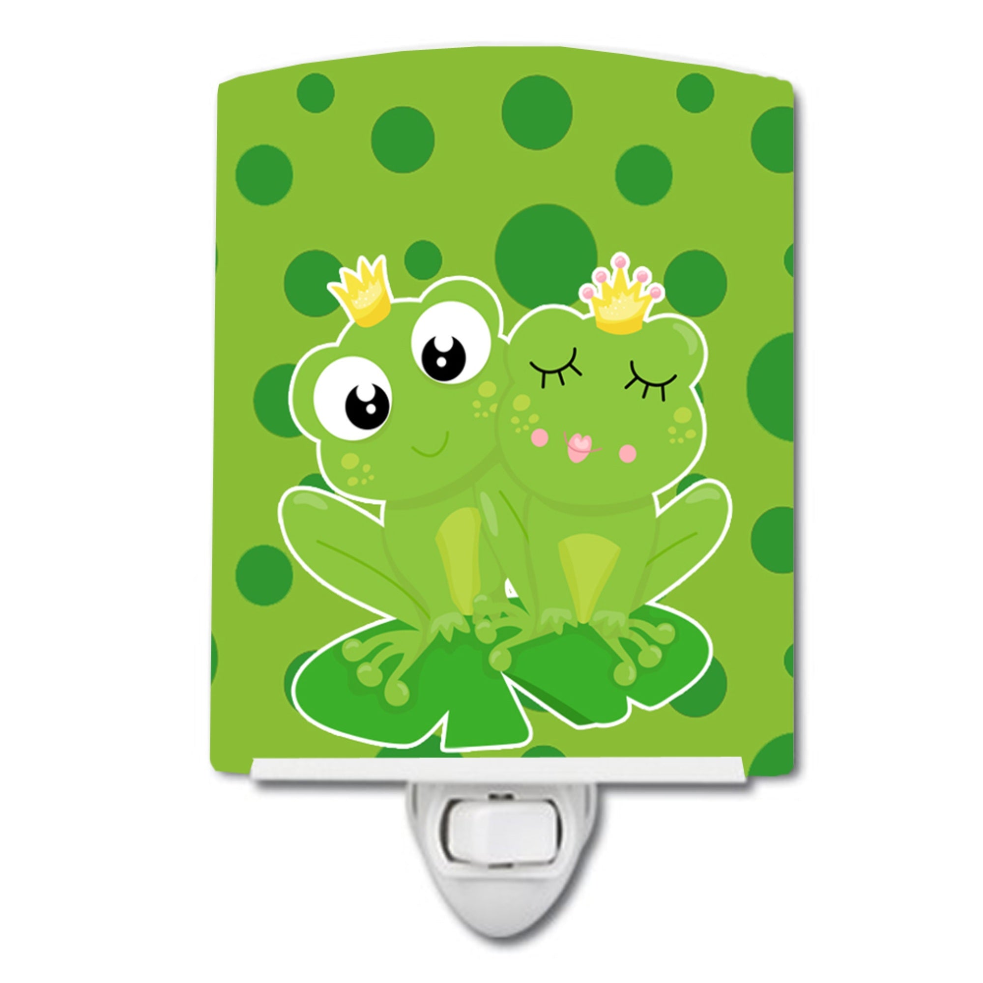  inchCarolines Treasures Frog Prince and Princess Ceramic Night Light, Green, 6x4 inch