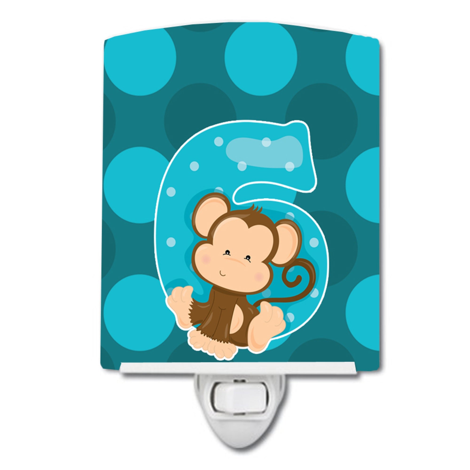  inchCarolines Treasures Zoo Ceramic Night Light, Month 6 Monkey, Blue, 6 inch inch x 4 inch inch inch