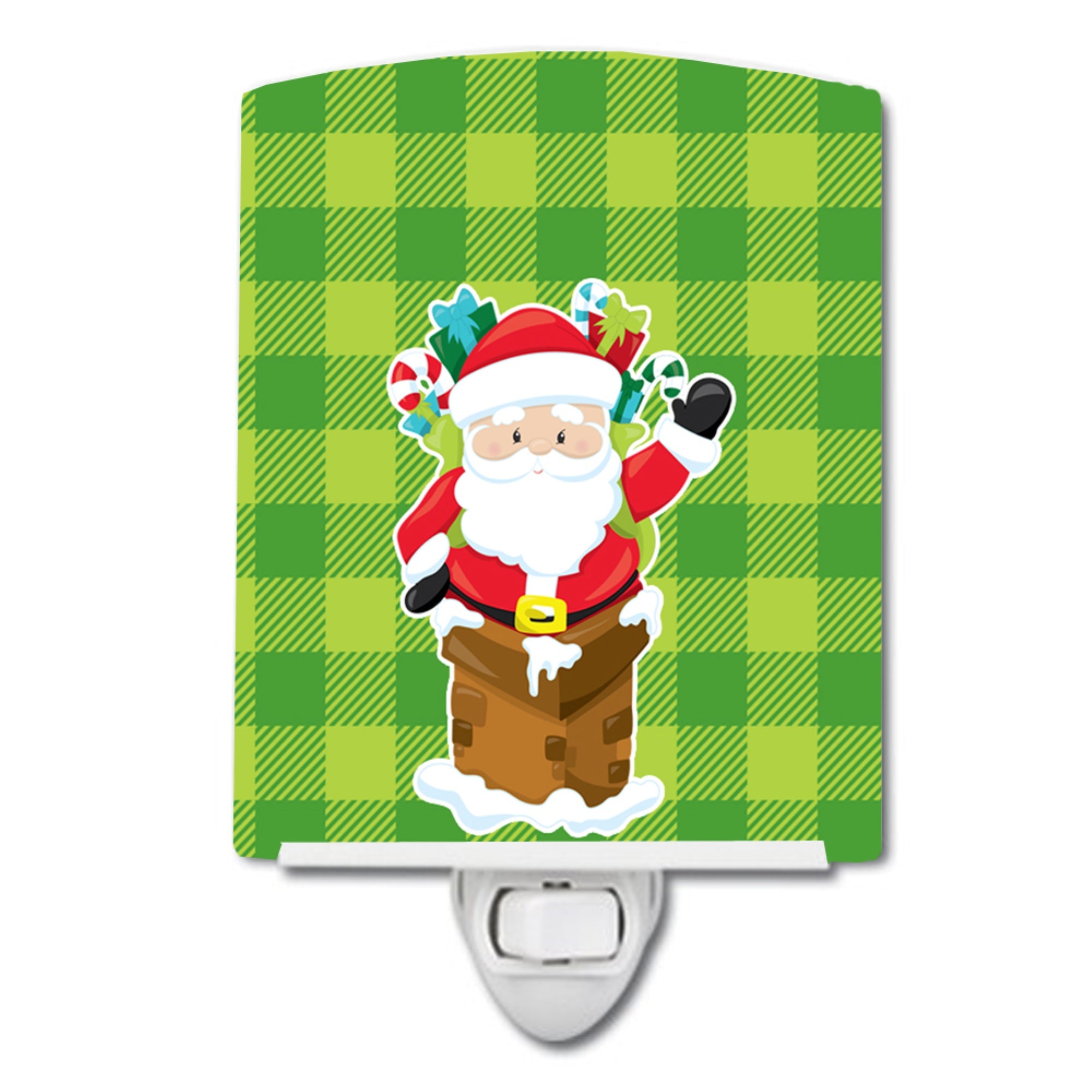  inchCarolines Treasures Christmas Santa Claus Ceramic Night Light, #2 Green, 6 inch inch x 4 inch inch inch
