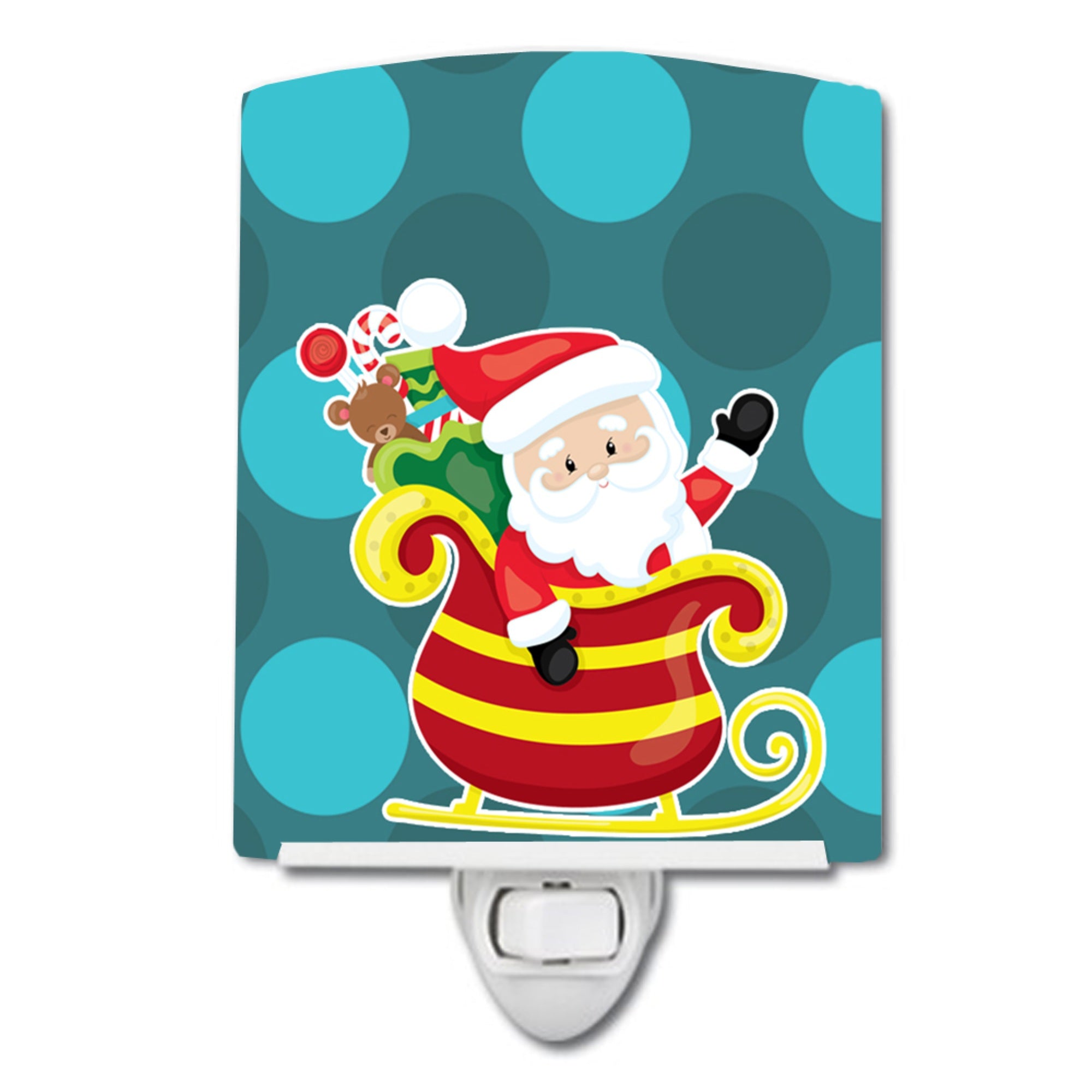  inchCarolines Treasures Christmas Santa Claus Ceramic Night Light, Sleigh, Blue, 6 inch inch x 4 inch inch inch