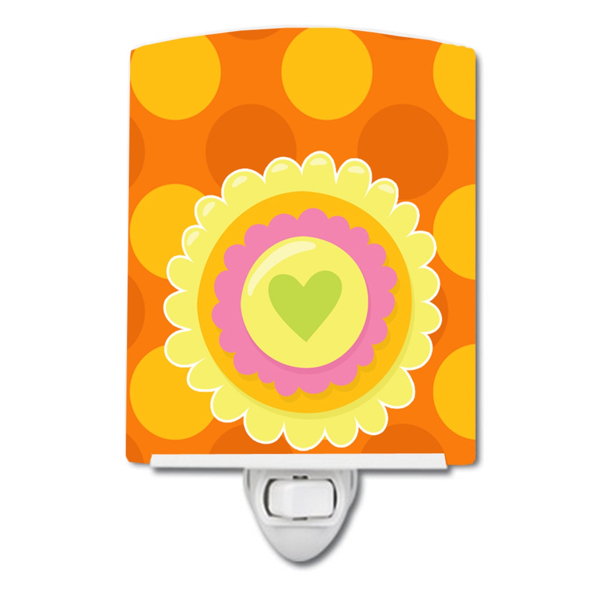  inchCarolines Treasures Heart Flower Ceramic Night Light, Orange, 6 inch inch x 4 inch inch inch
