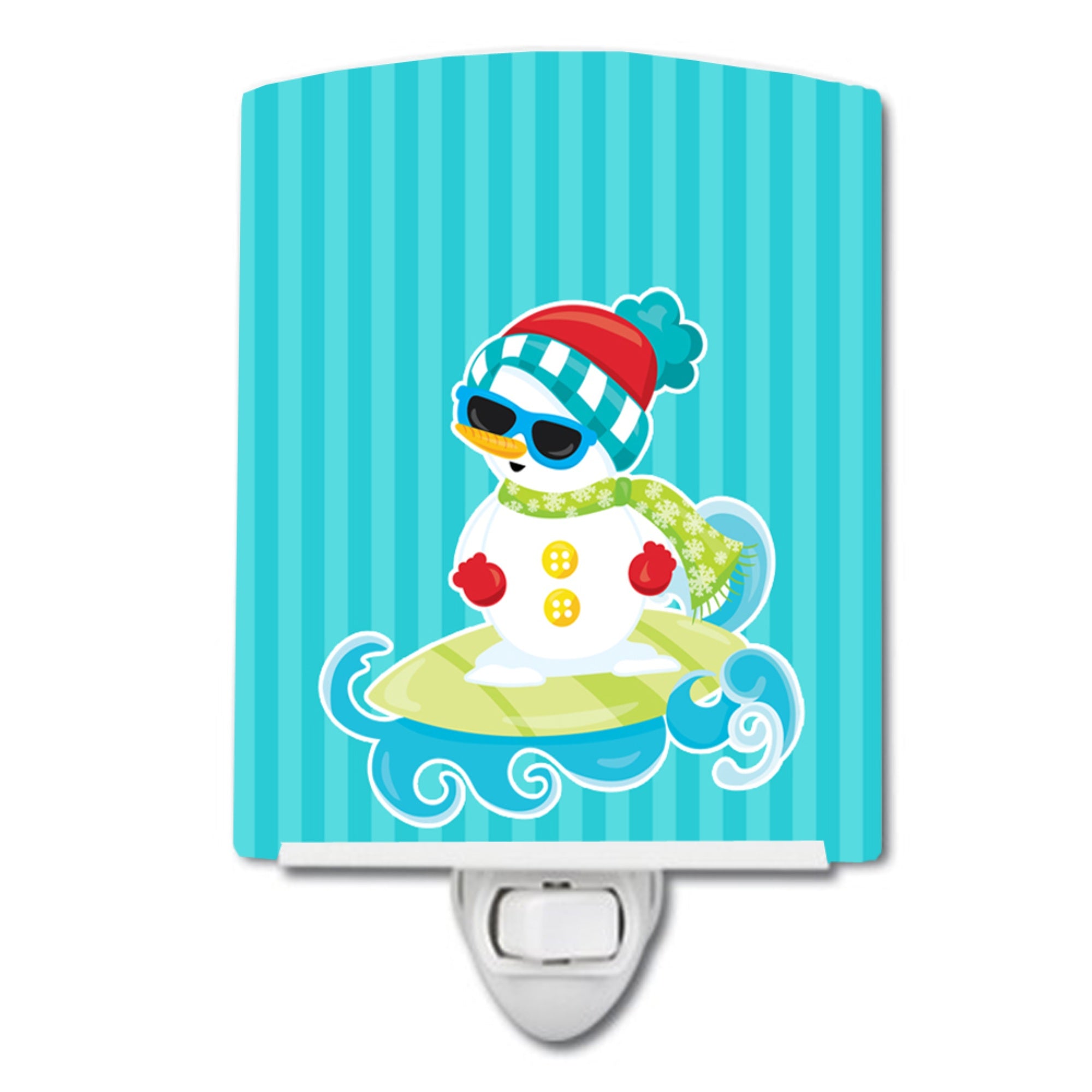  inchCarolines Treasures Beach Snowman Surfer Ceramic Night Light, #2 Blue, 6 inch inch x 4 inch inch inch