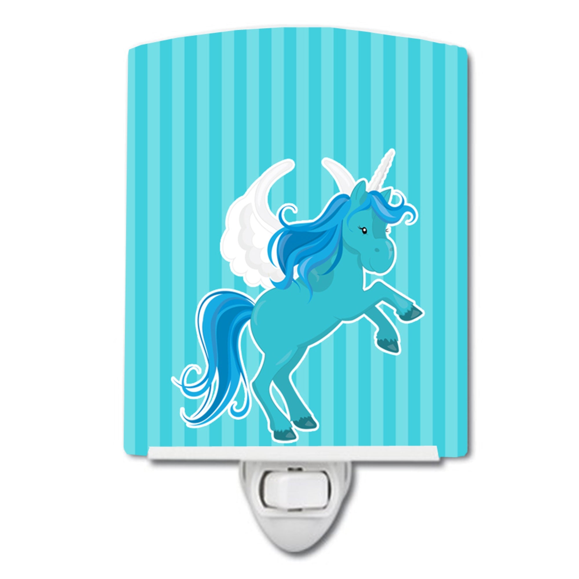  inchCarolines Treasures Unicorn Blue Stripes Ceramic Night Light, Blue, 6 inch inch x 4 inch inch, BB9086CNL inch