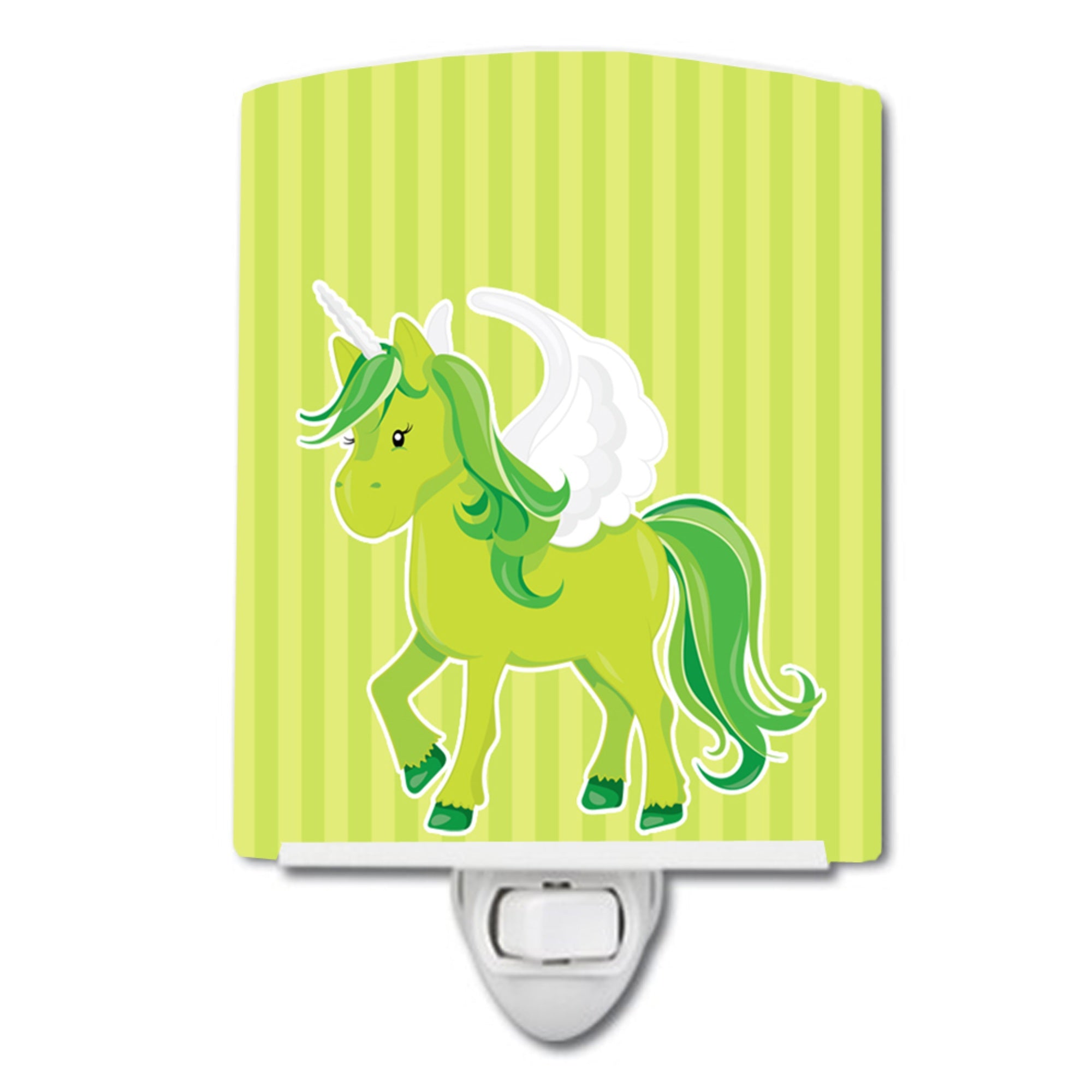  inchCarolines Treasures Unicorn Stripes Ceramic Night Light, Green, 6 inch inch x 4 inch inch inch