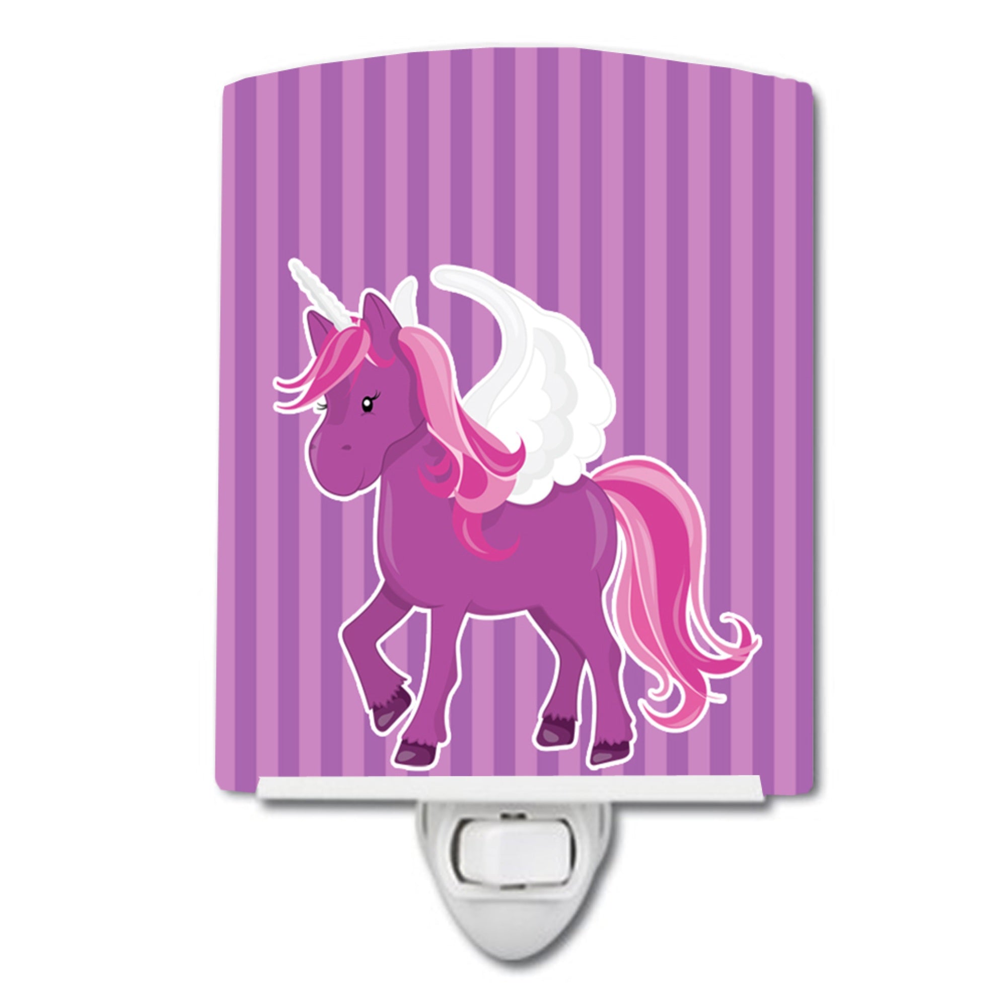  inchCarolines Treasures Unicorn Stripes Ceramic Night Light, Purple, 6 inch inch x 4 inch inch inch