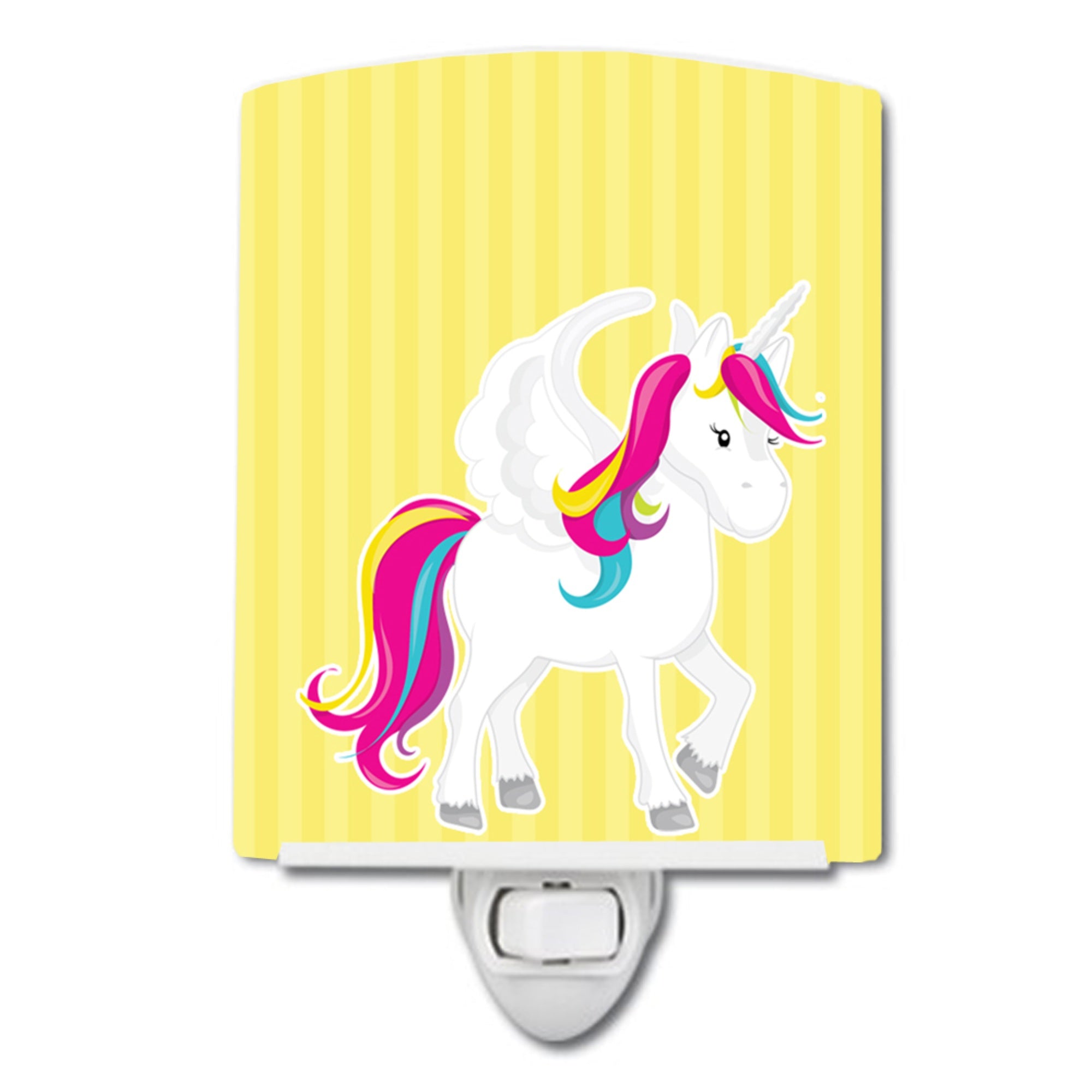  inchCarolines Treasures Unicorn Stripes Ceramic Night Light, #2 Yellow, 6 inch inch x 4 inch inch inch