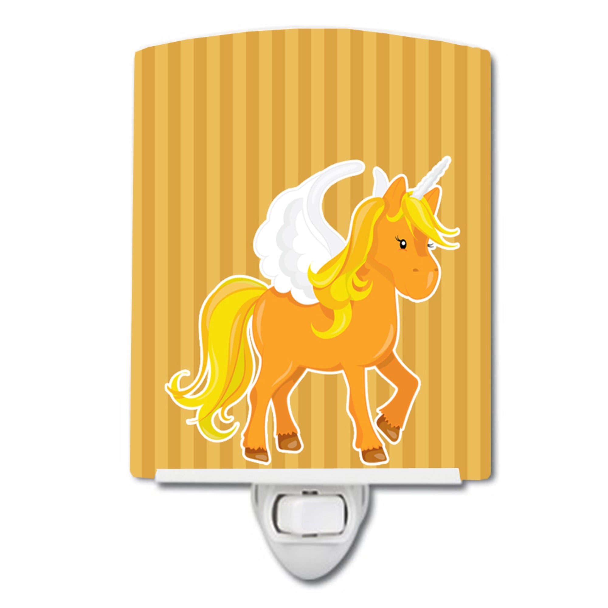  inchCarolines Treasures Unicorn Stripes Ceramic Night Light, Orange, 6 inch inch x 4 inch inch inch