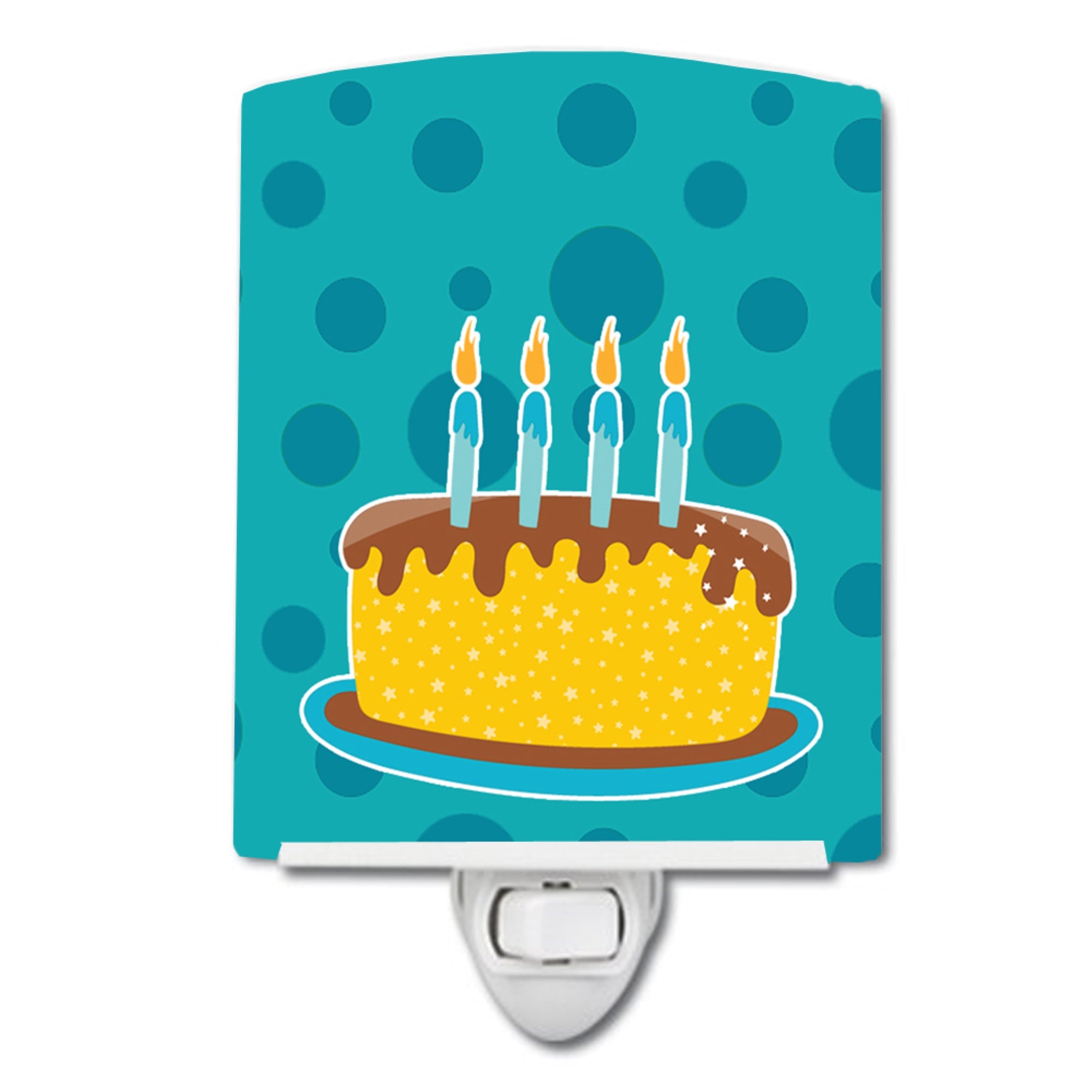  inchCarolines Treasures Birthday Ceramic Night Light, Cake, Blue, 6 inch inch x 4 inch inch, BB9094CNL inch