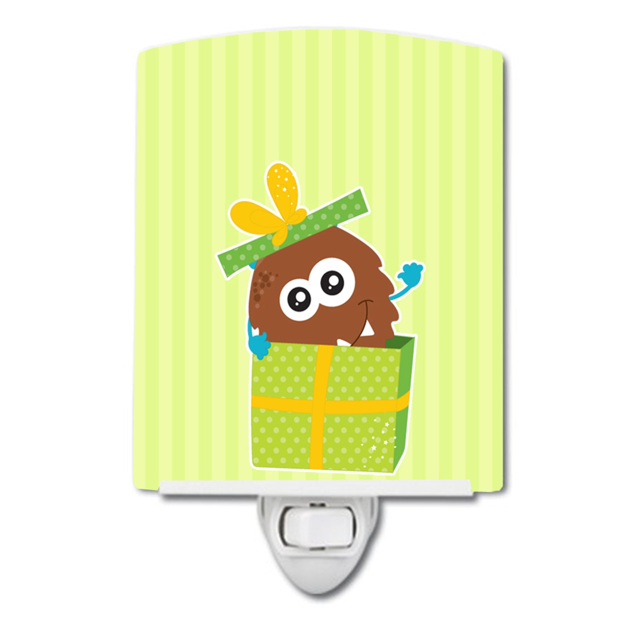  inchCarolines Treasures Birthday Monster Ceramic Night Light, Present, Green, 6 inch inch x 4 inch inch inch