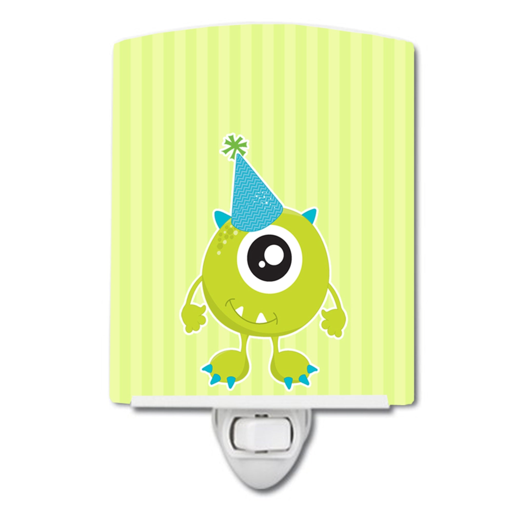  inchCarolines Treasures Birthday Monster Ceramic Night Light, Hat, Green, 6 inch inch x 4 inch inch inch