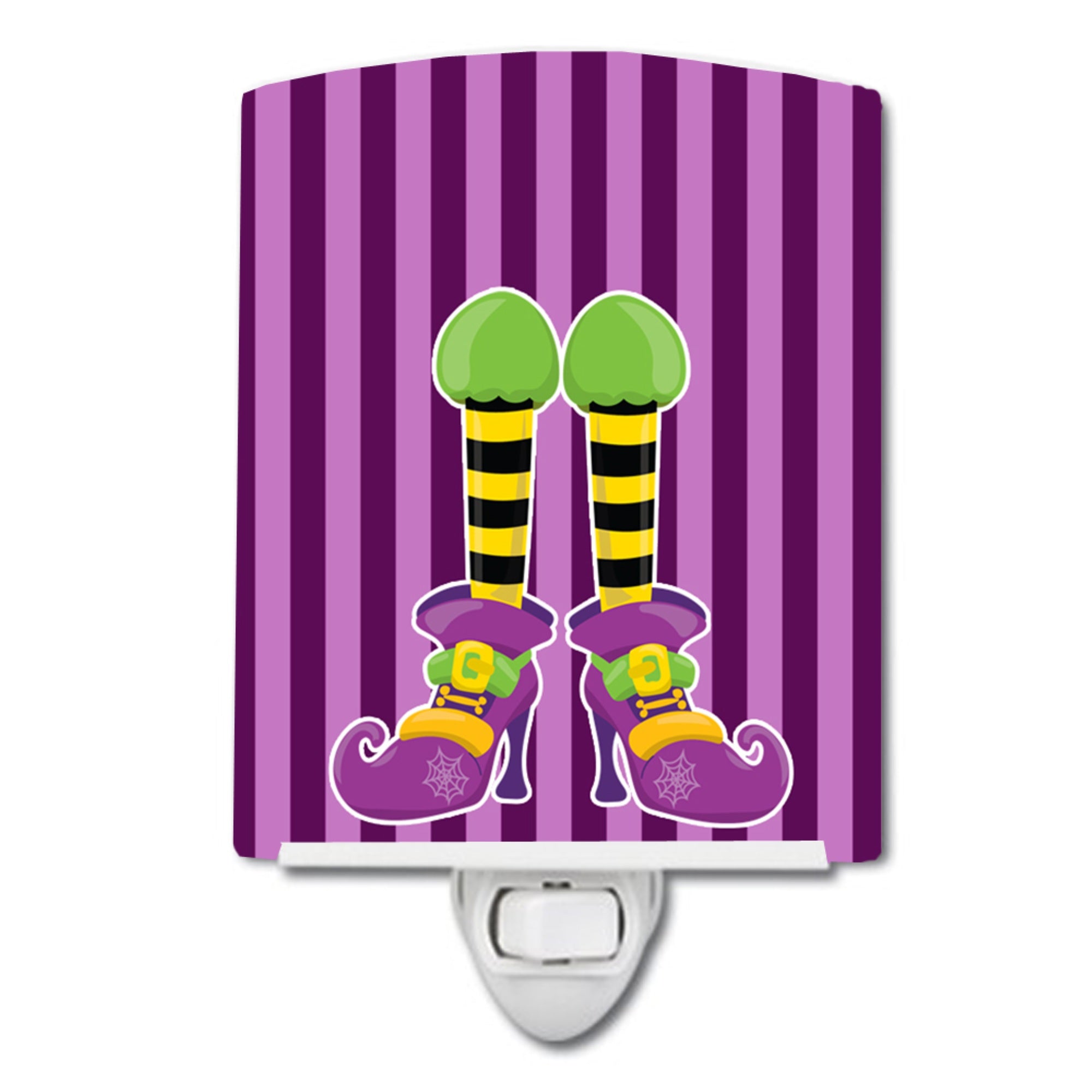  inchCarolines Treasures Halloween Witches Legs Ceramic Night Light, Purple, 6x4 inch