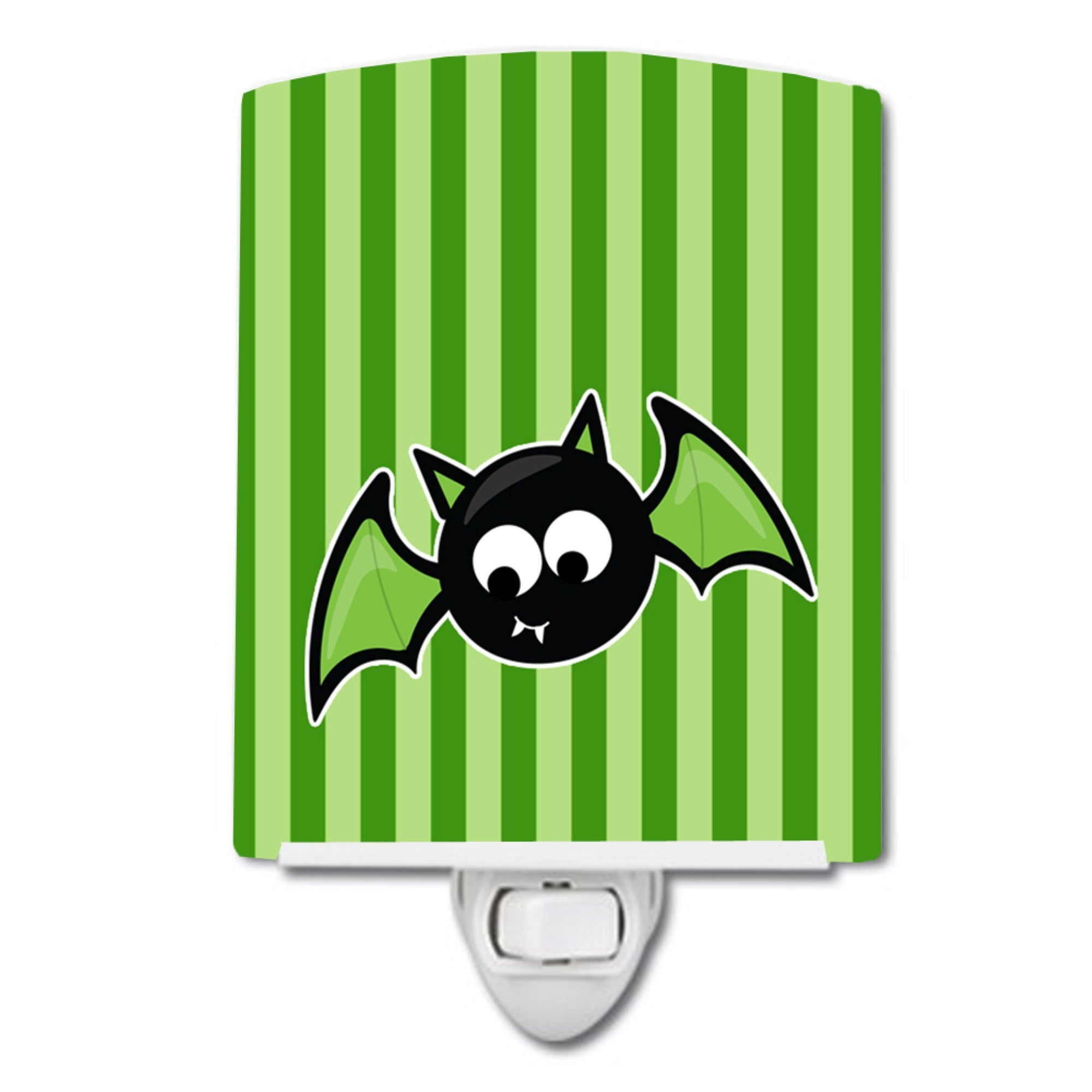  inchCarolines Treasures Halloween Bat Stripes Ceramic Night Light, Green, 6 inch inch x 4 inch inch inch