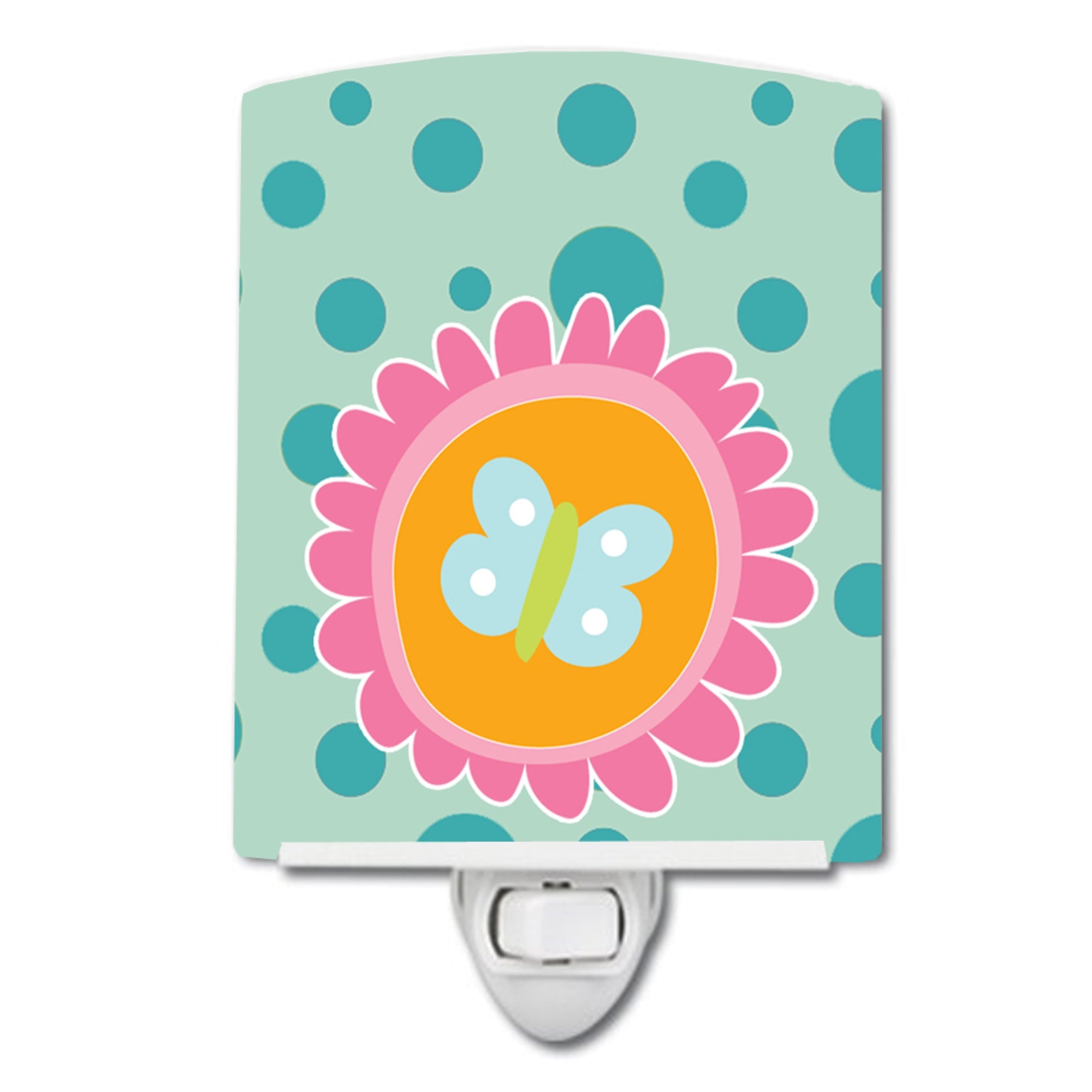  inchCarolines Treasures Butterfly Ceramic Night Light, Polka Dots, Blue, 6 inch inch x 4 inch inch inch