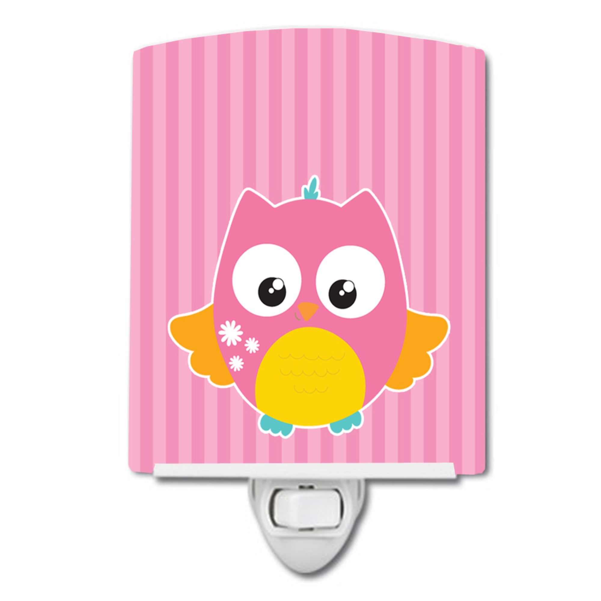  inchCarolines Treasures Owl and Stripes Ceramic Night Light, Pink, 6 inch inch x 4 inch inch inch