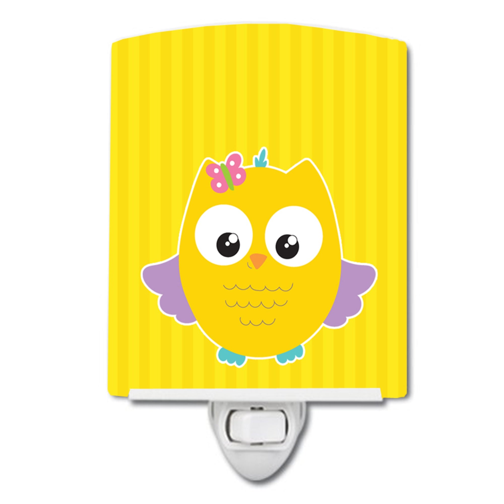  inchCarolines Treasures Owl and Stripes Ceramic Night Light, Yellow, 6 inch inch x 4 inch inch inch