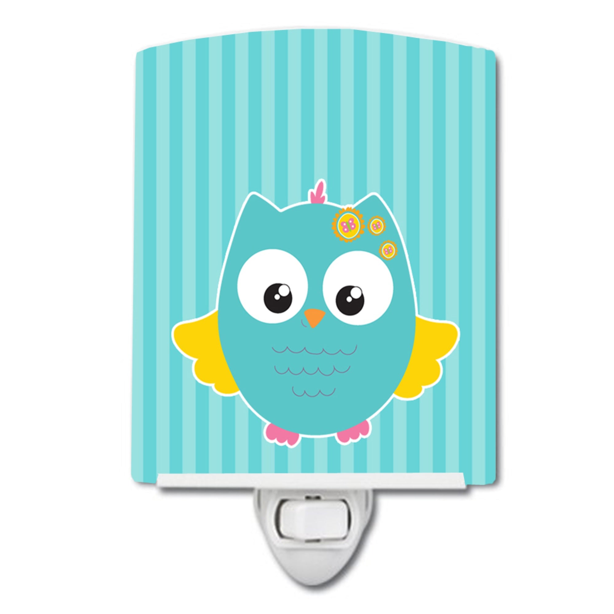  inchCarolines Treasures Owl and Stripes Ceramic Night Light, Blue, 6 inch inch x 4 inch inch inch