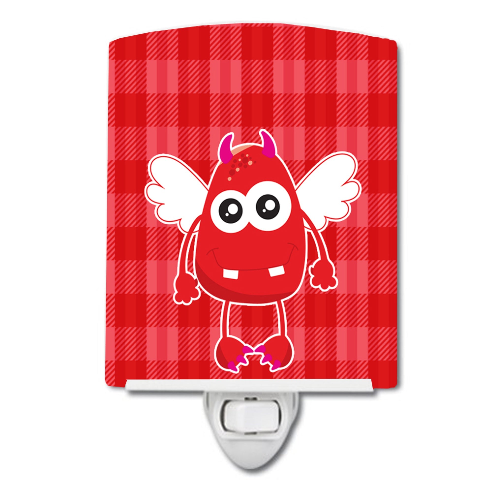  inchCarolines Treasures Cupid Monster Angel Plaid Ceramic Night Light, #4 Red, 6 inch inch x 4 inch inch inch