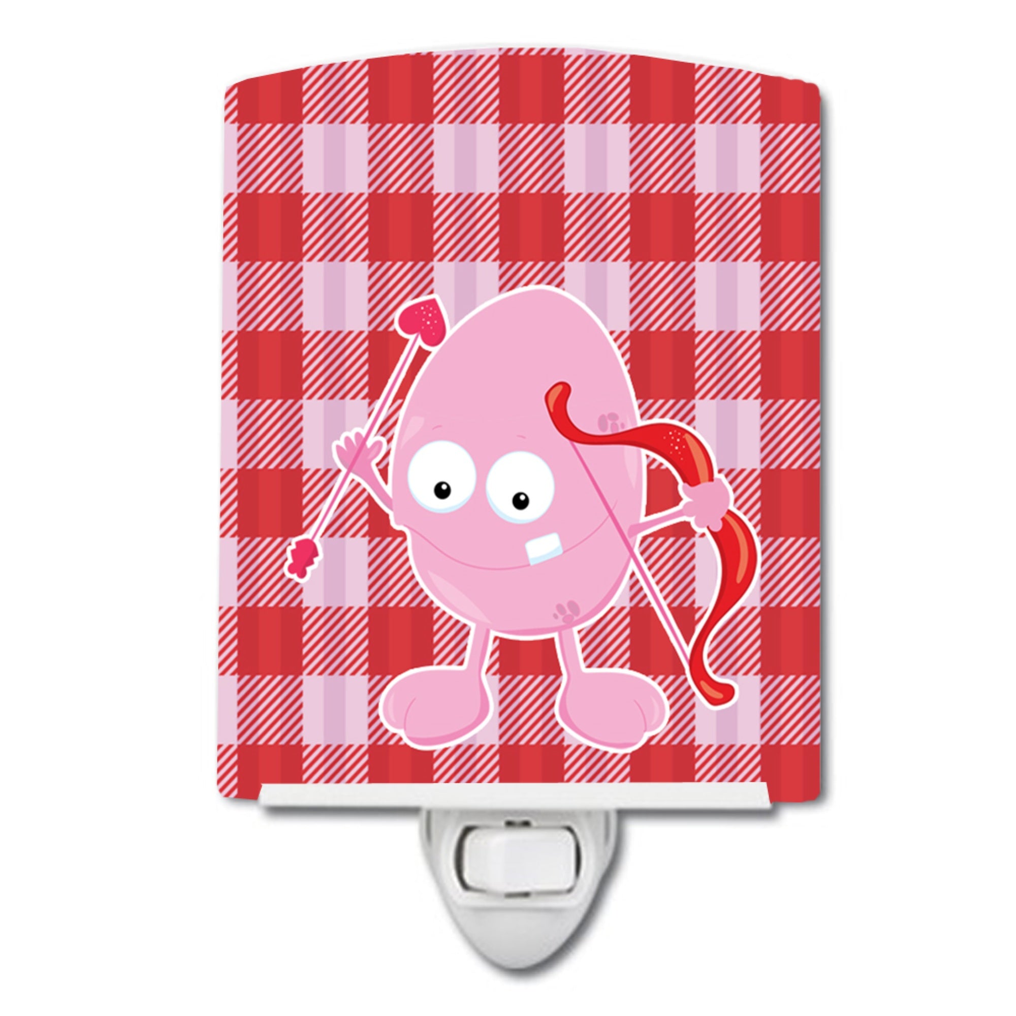  inchCarolines Treasures Cupid Monster Angel Plaid Ceramic Night Light, #5 Red, 6 inch inch x 4 inch inch inch