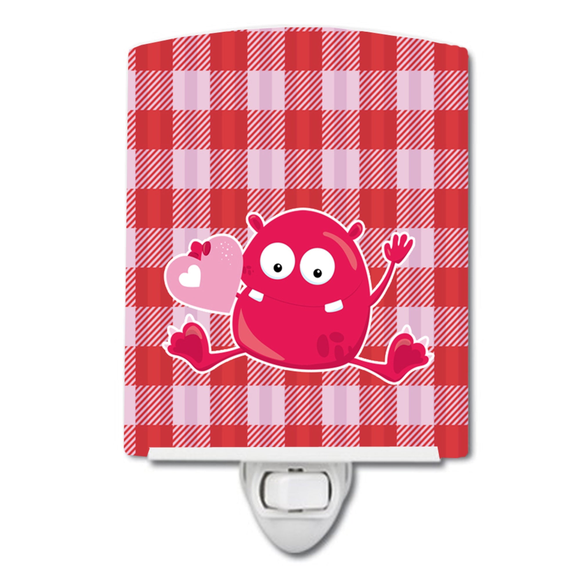  inchCarolines Treasures Cupid Monster Angel Plaid Ceramic Night Light, #6 Red, 6 inch inch x 4 inch inch inch