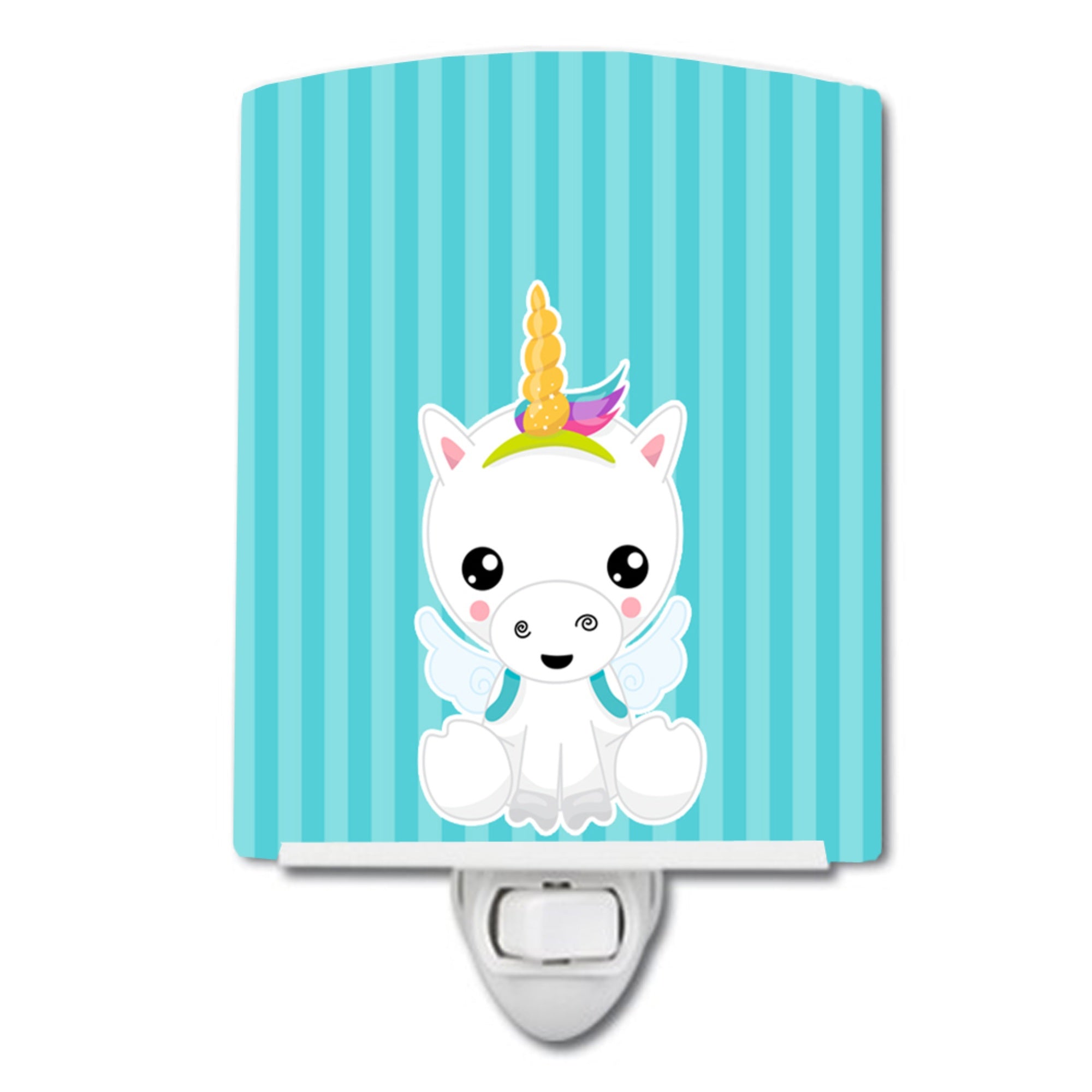  inchCarolines Treasures Unicorn Ceramic Night Light, Stripes, Blue, 6 inch inch x 4 inch inch inch