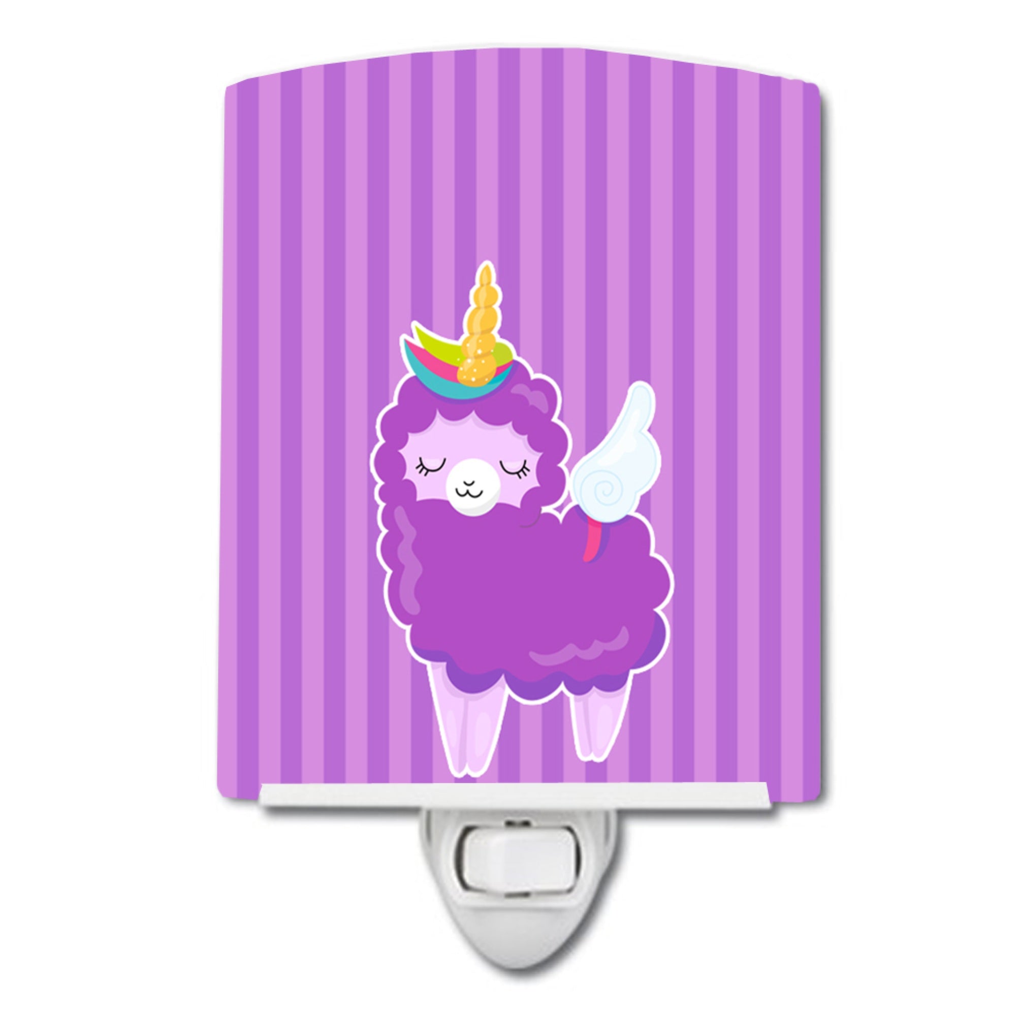  inchCarolines Treasures Sheep Ceramic Night Light, Unicorn Stripes, Purple, 6 inch inch x 4 inch inch inch