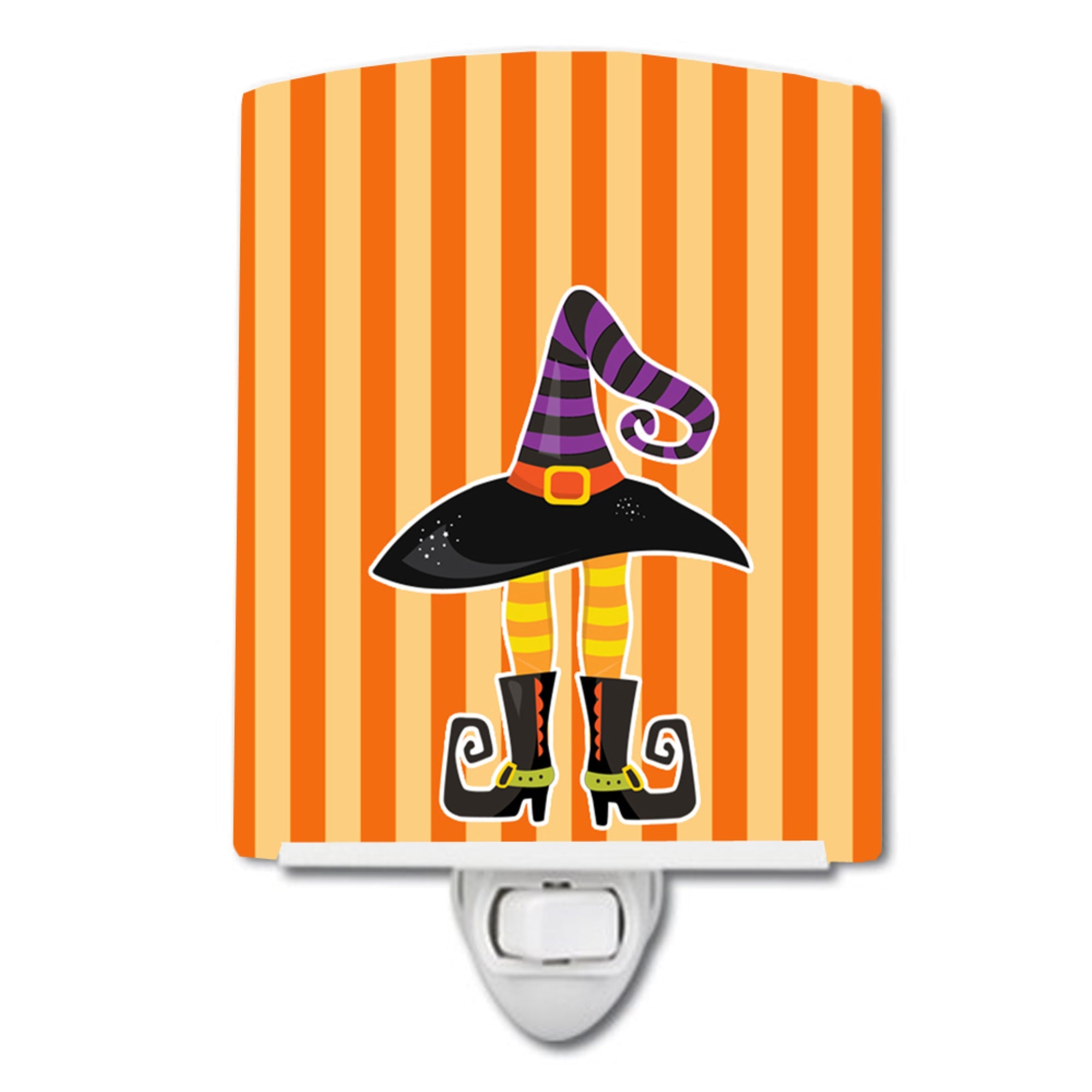  inchCarolines Treasures Halloween Witchs Hat and Legs Ceramic Night Light, Orange, 6x4 inch