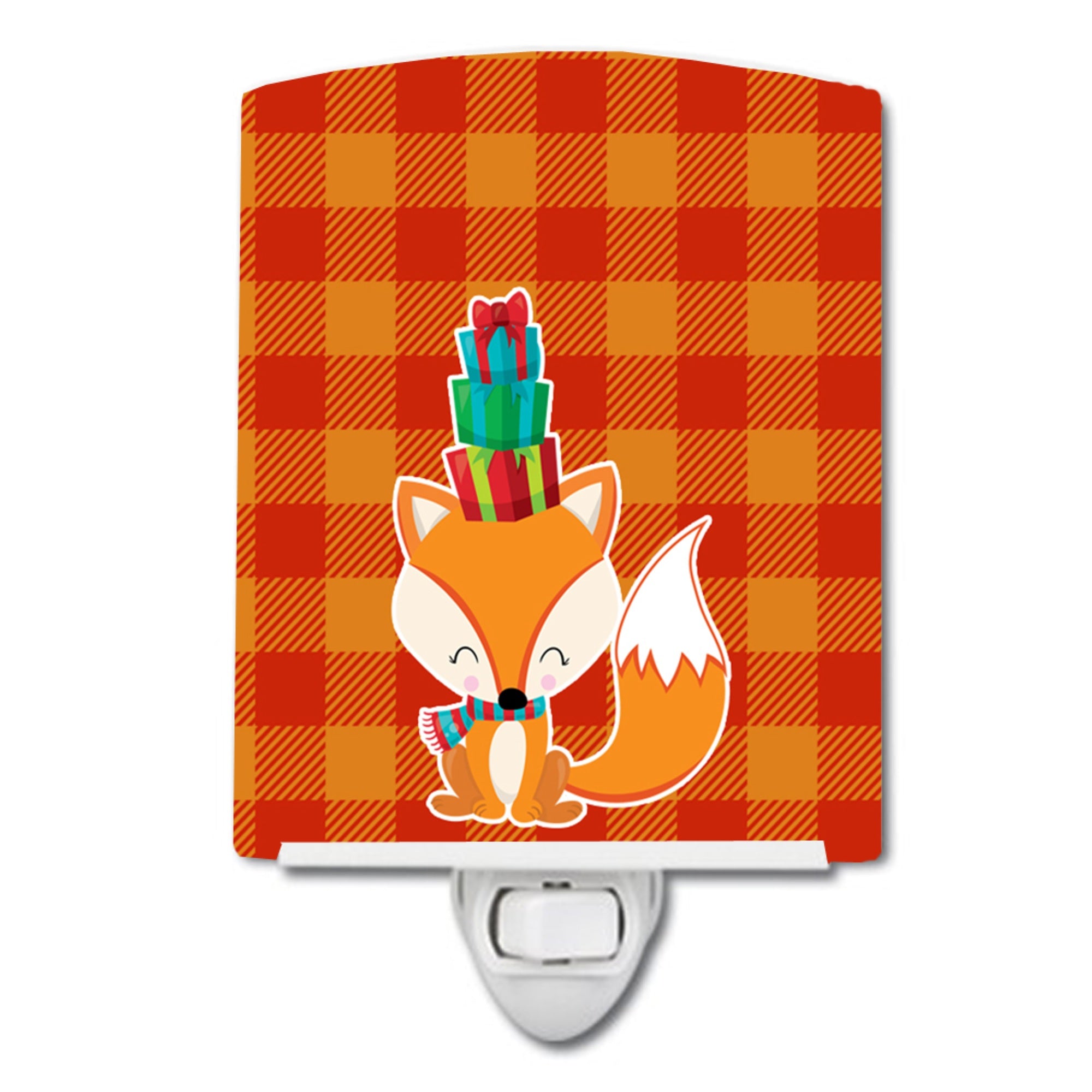  inchCarolines Treasures Christmas Ceramic Night Light, Fox #1, Orange, 6 inch inch x 4 inch inch inch