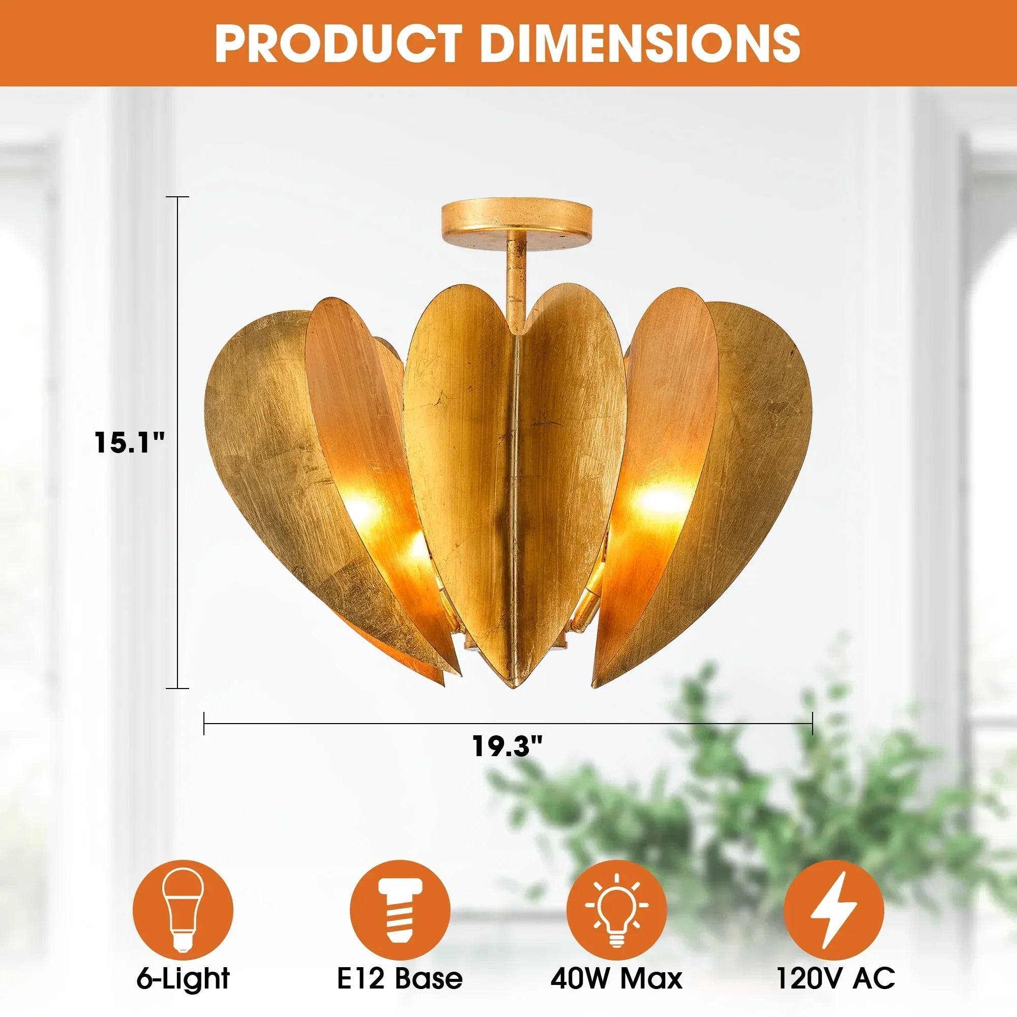 Elvira Farmhouse Gold Hexagonal Ceiling Light