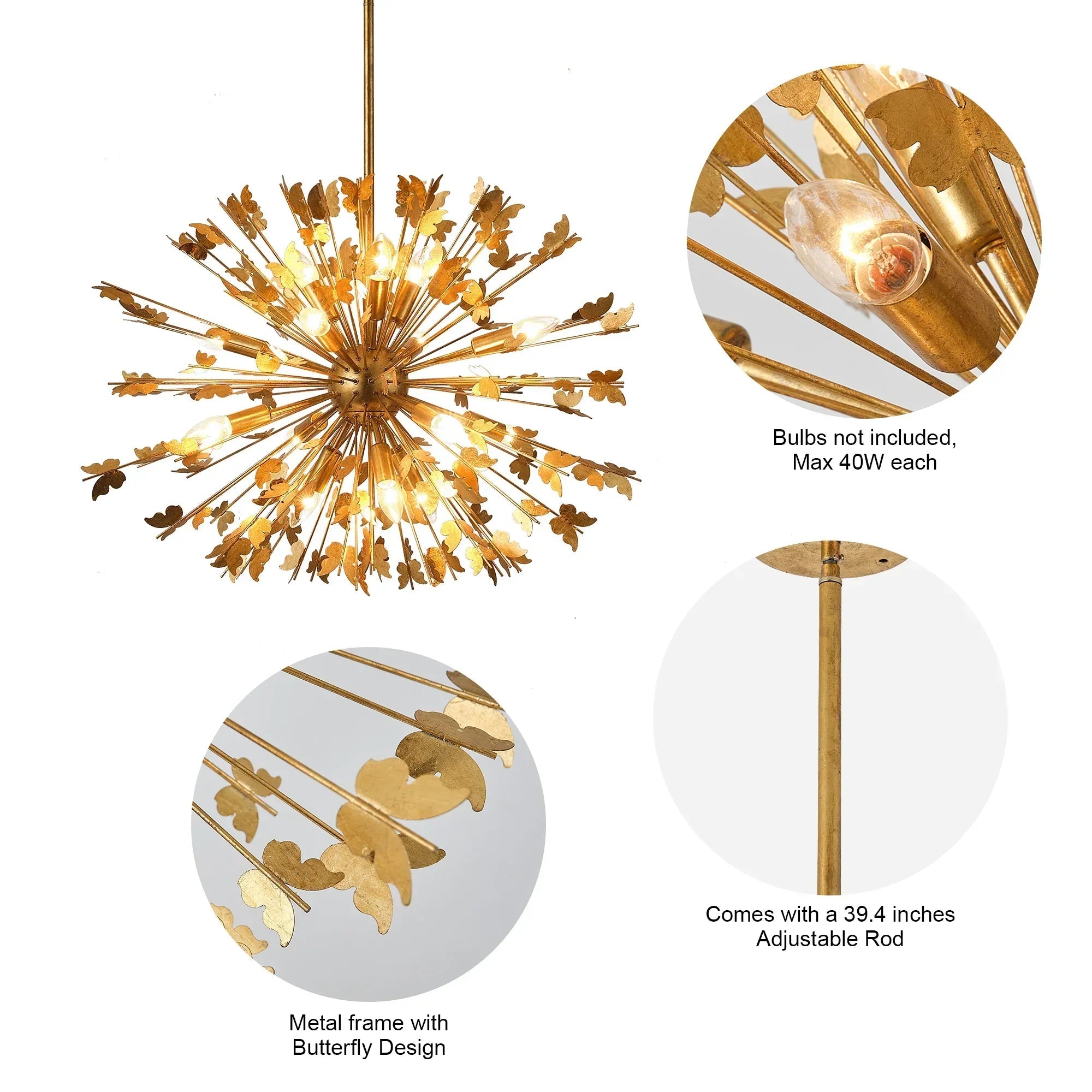 35 Inch Lydia 14-Light Golden Chandelier