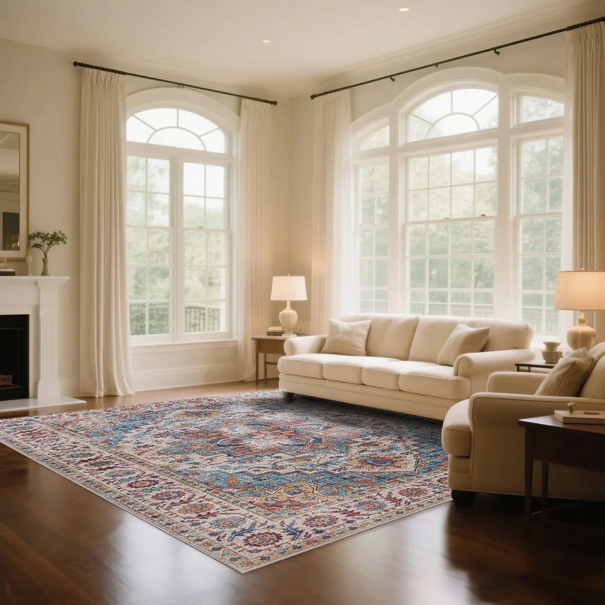 7ft x 5ft Vintage Indoor Non-Slip Washable Large  Area Rugs for Bedroom Living Room