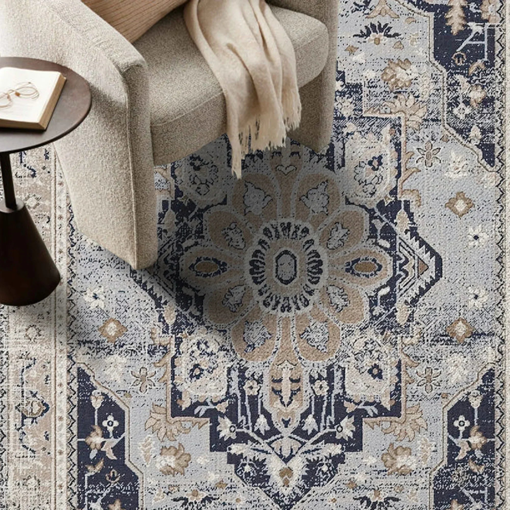 7ft x 5ft Vintage Indoor Non-Slip Washable Large  Area Rugs for Bedroom Living Room
