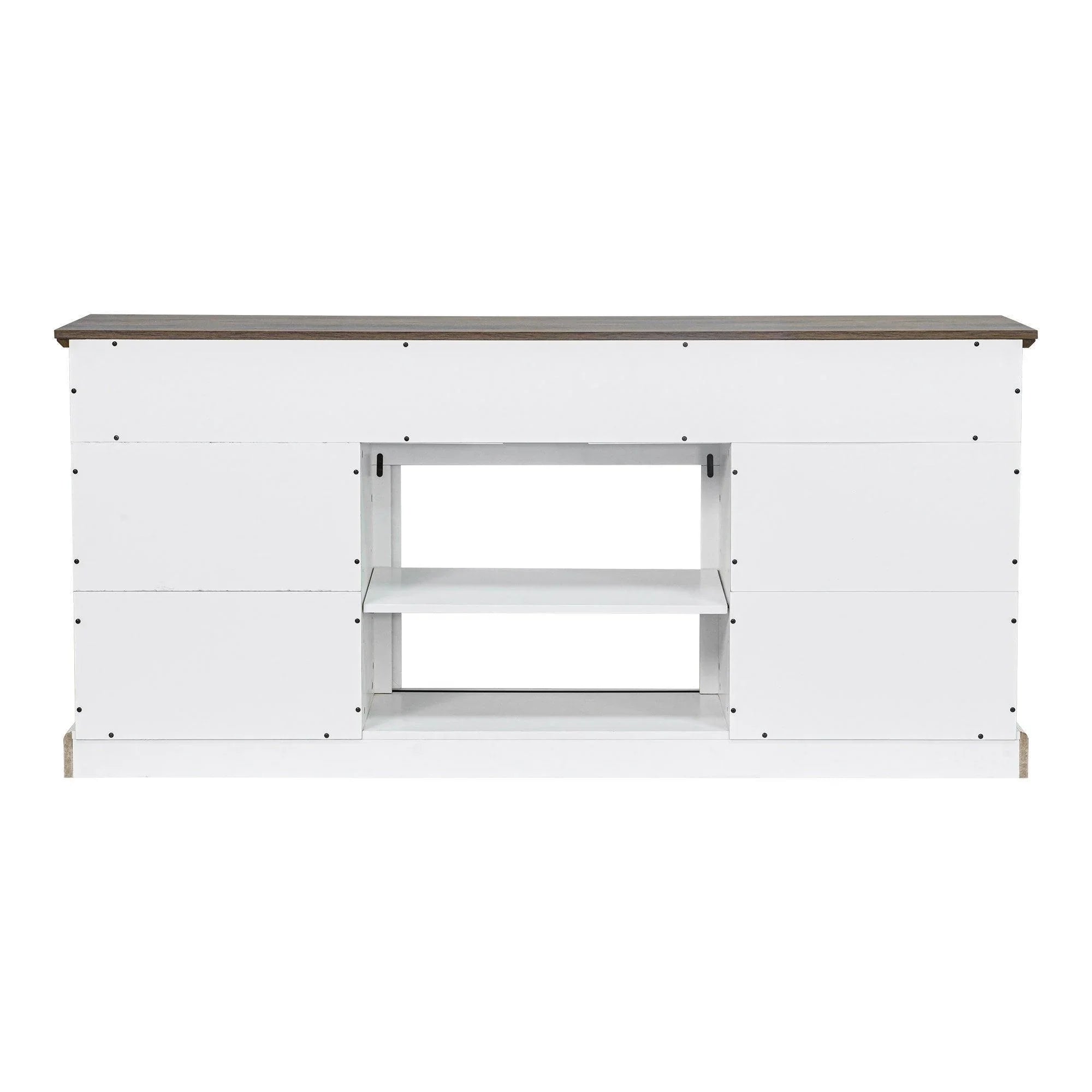 68" Farmhouse TV Stand with Double Sliding Barn Doors for Living Room