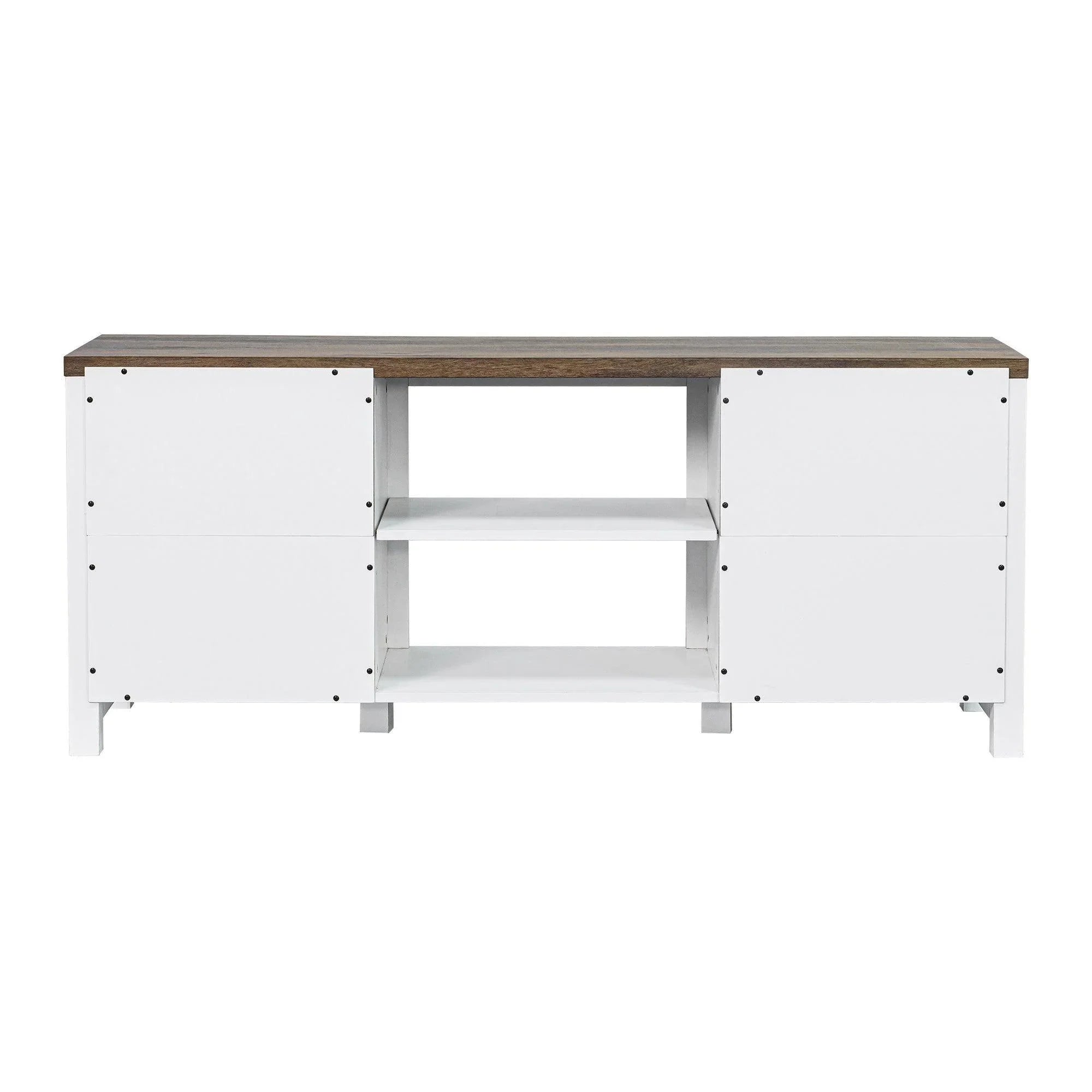 Farmhouse TV Stand for 58 Inch TV Storage Cabinet for Living Room