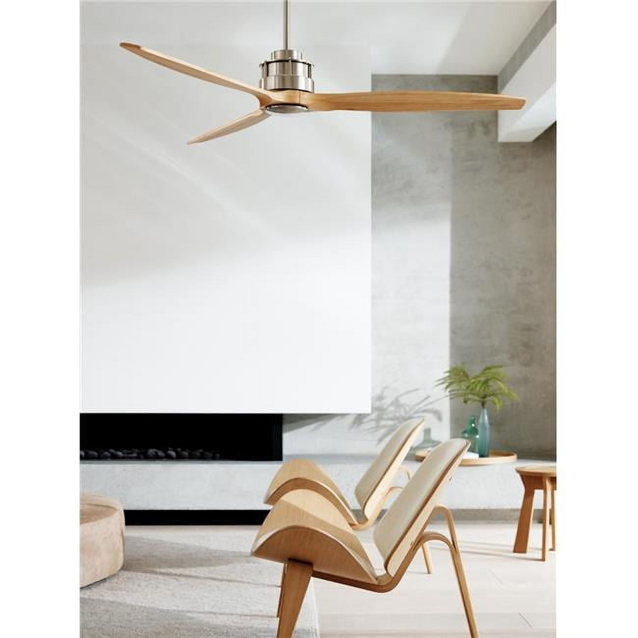 Lucci Air 60 Inch DC Ceiling Fan, Brushed Chrome with Teak Wood cutting edges, Model 210506010