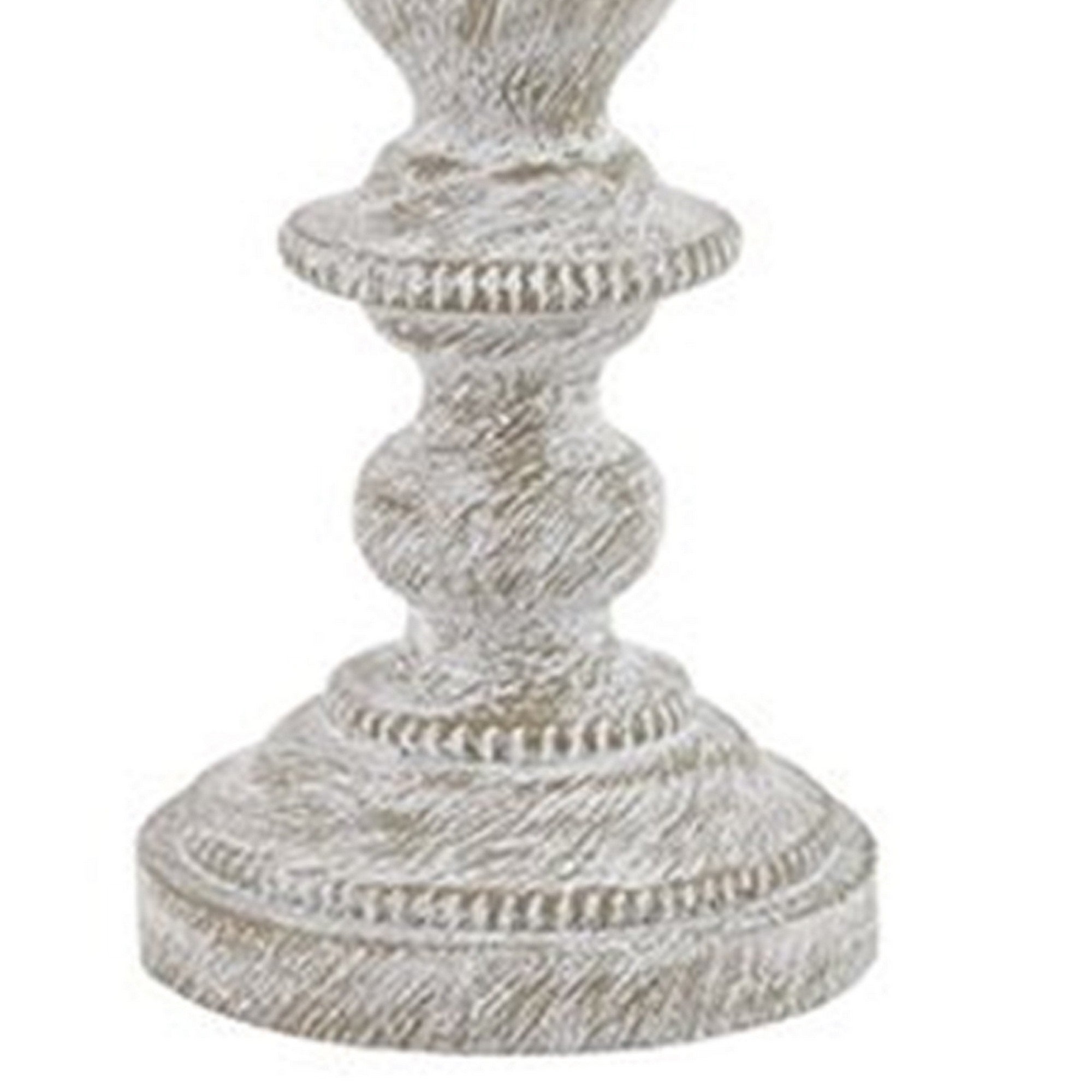 Benjara Drum Shade Table Lamp With Pedestal Base, Set Of 2, Beige And White