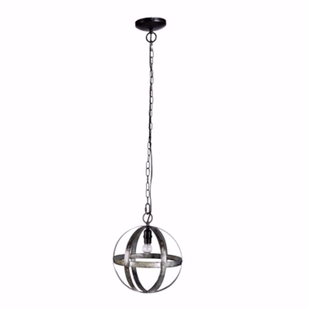 Stylish Iron Sphere 1 Light Pendant, Black