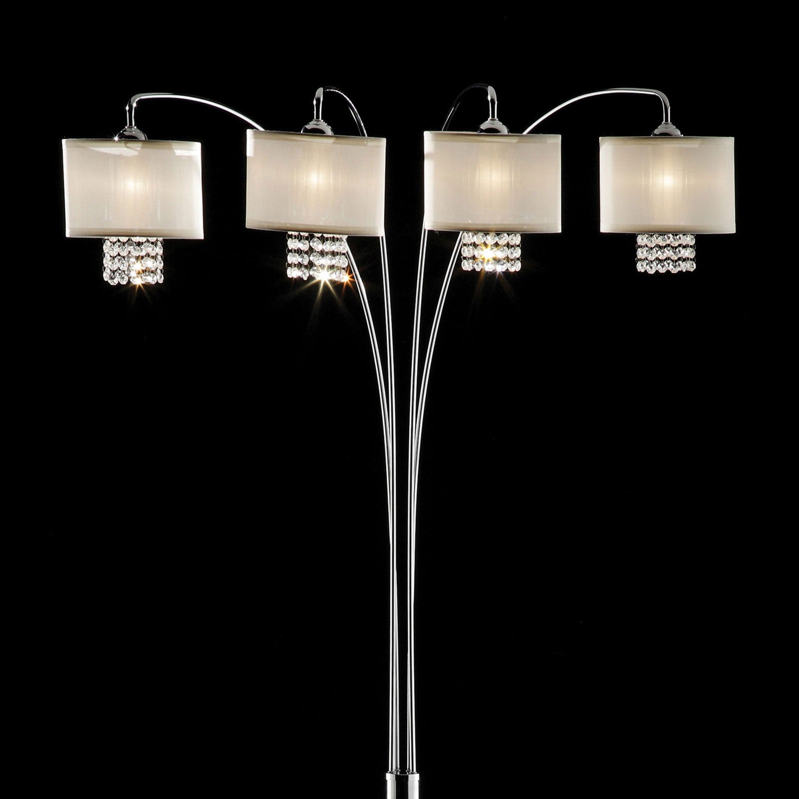 4 Shade Contemporary Metal Arch Lamp with Marble Base, Ivory