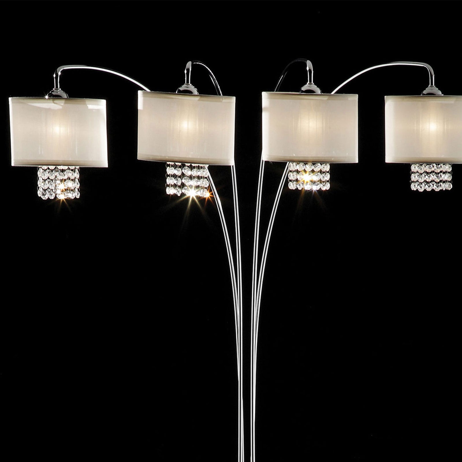 4 Shade Contemporary Metal Arch Lamp with Marble Base, Ivory