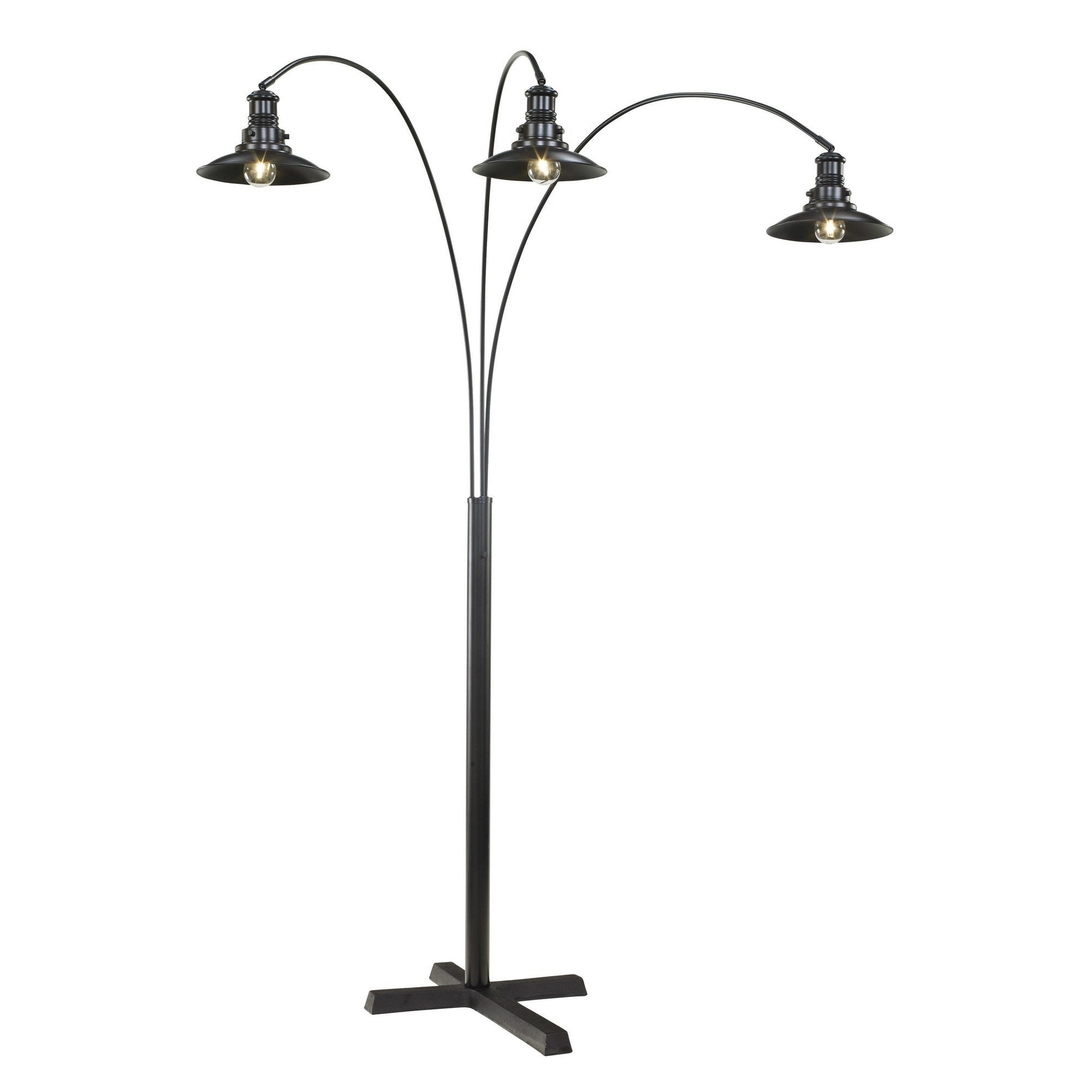 Modern Street Style Metal Lamp with Cross Shaped Leg Base, Black