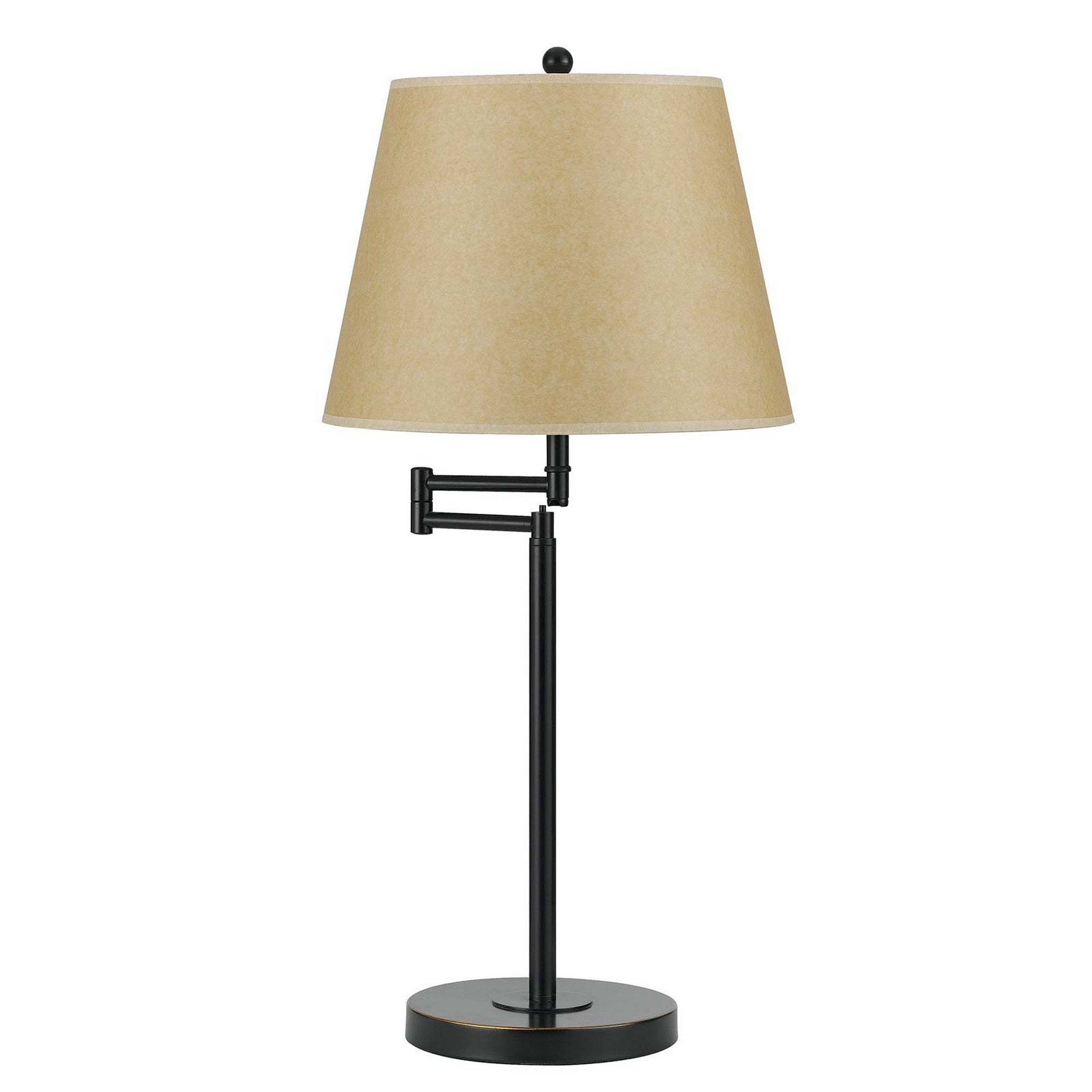 Metal Round 3 Way 27 inch Table Lamp with Spider Type Shade, Bronze and Brown