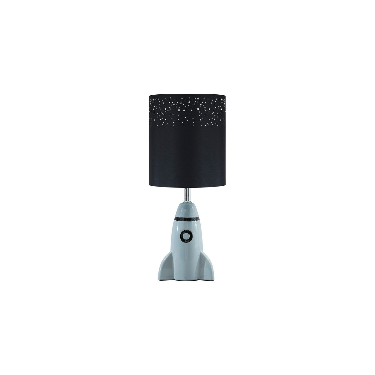 Rocket Ceramic Base Table Lamp with fabric Shade, Black and Gray