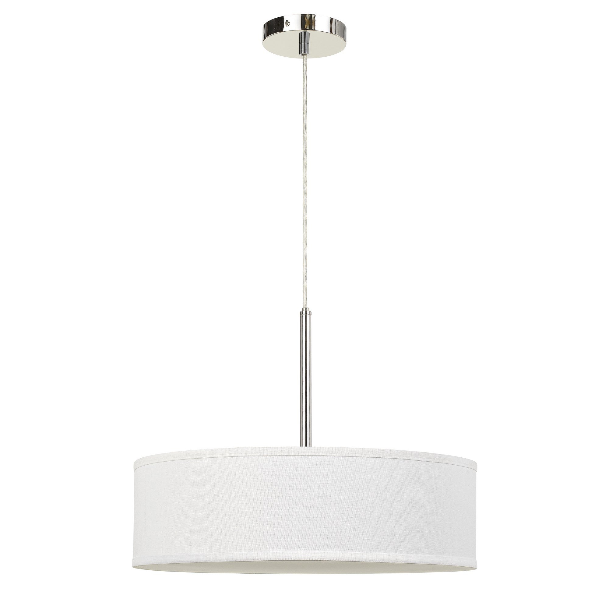 Integrated LED Dimmable Pendant Lighting with Fabric Drum Shade, White