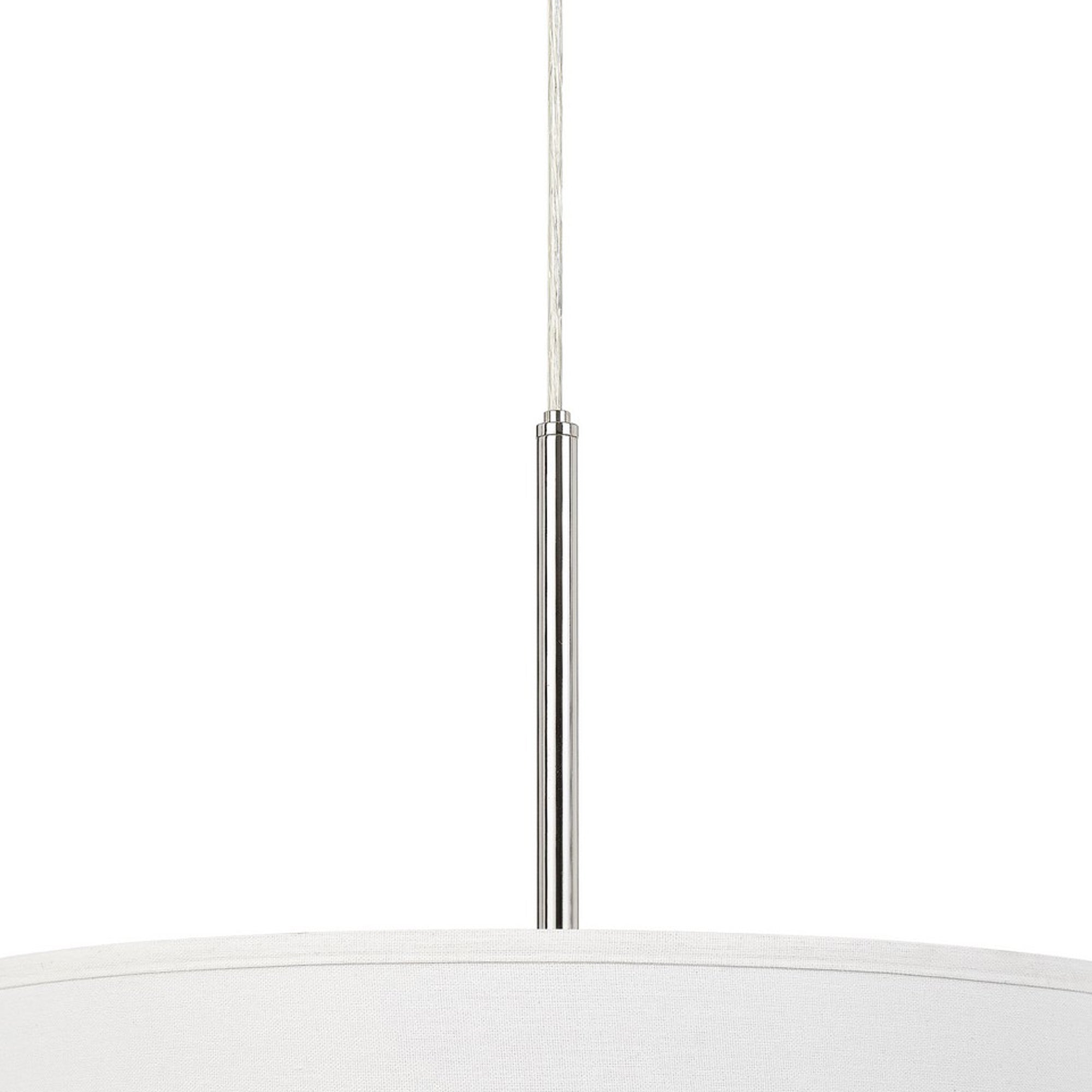 Integrated LED Dimmable Pendant Lighting with Fabric Drum Shade, White