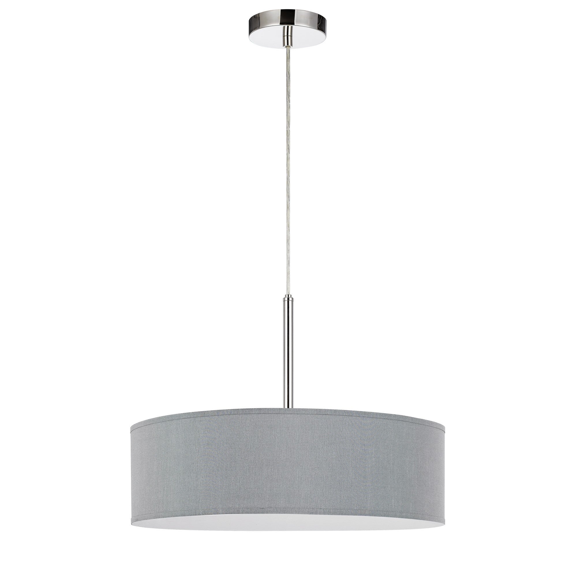 Integrated LED Dimmable Pendant Lighting with Fabric Drum Shade, Gray