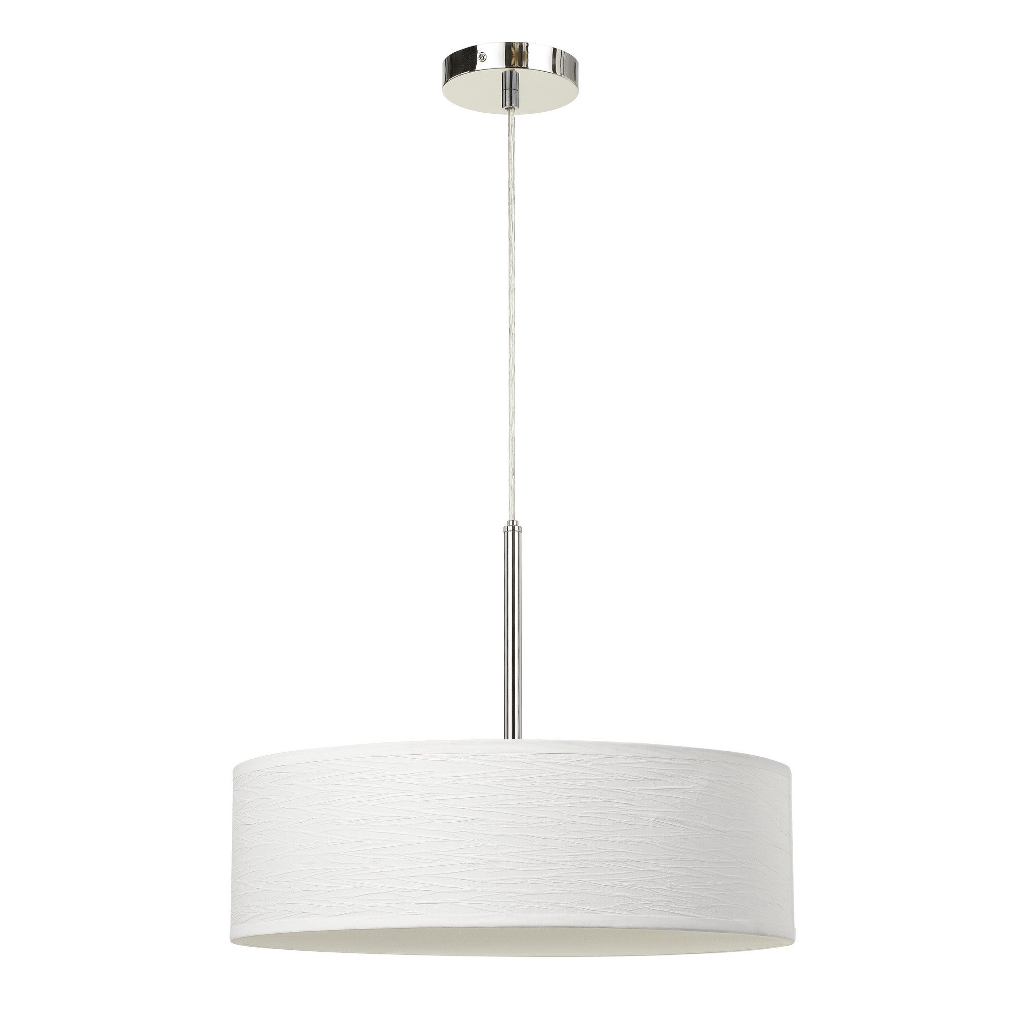 Integrated LED Dimmable Pendant Lighting with Fabric Drum Shade, Silver