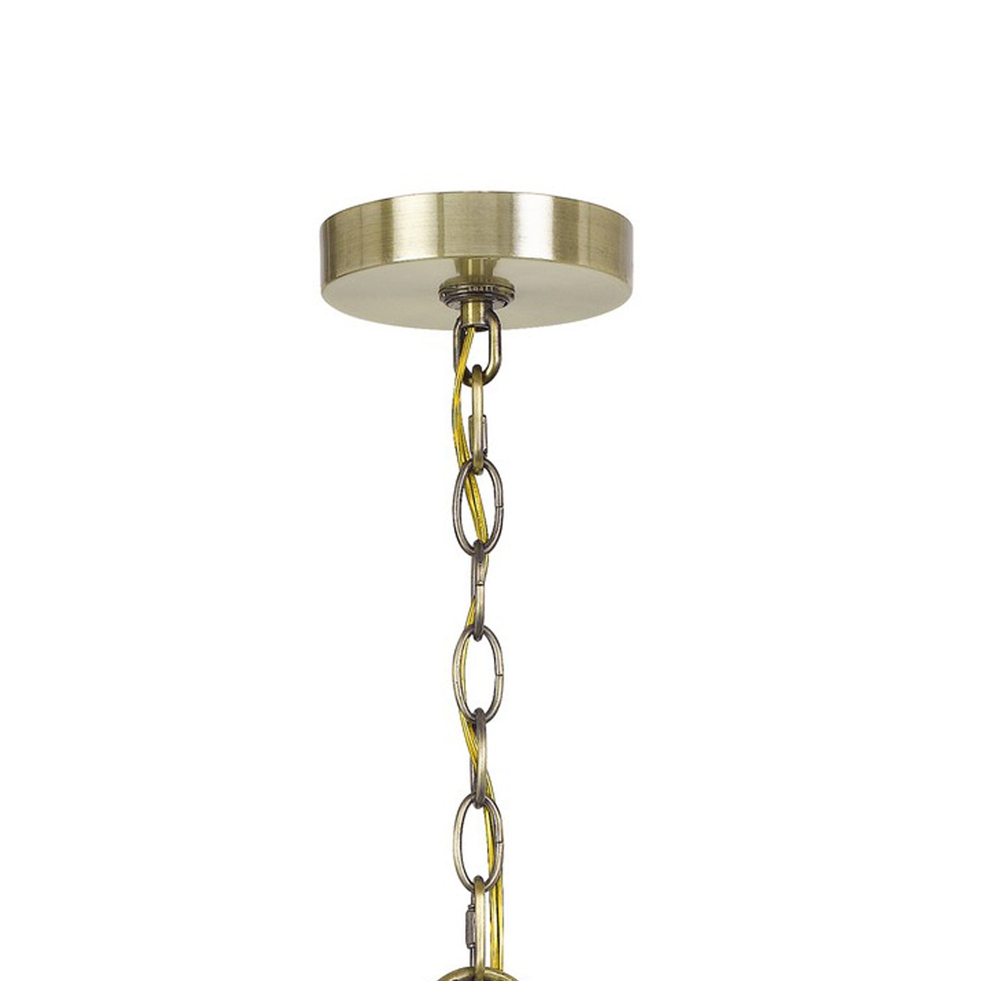Fan Blade Design Wooden Chandelier with Metal Frame, Gold and Brown