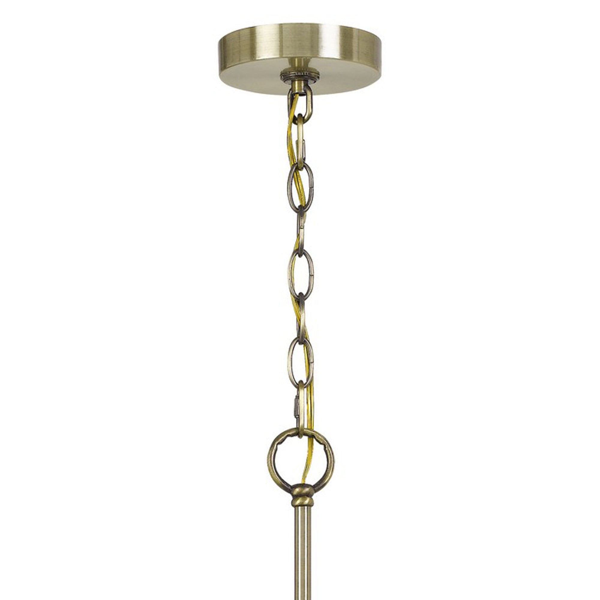 Metal Chandelier with Mesh Drum Shade, Black and Gold